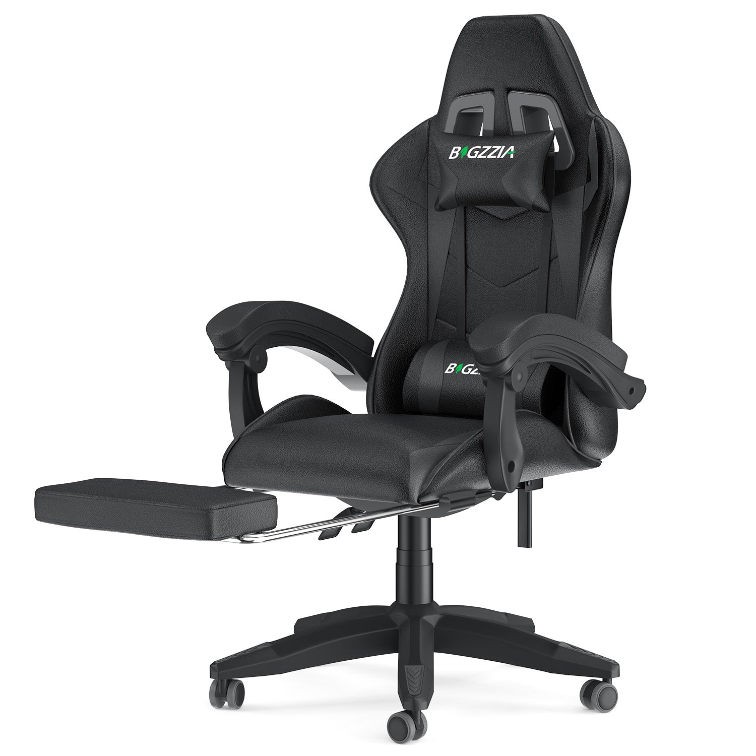 Ergonomic Gaming Chair 155° Reclining Swivel Chair with Headrest, Lumbar Support PU Leather Office Chair