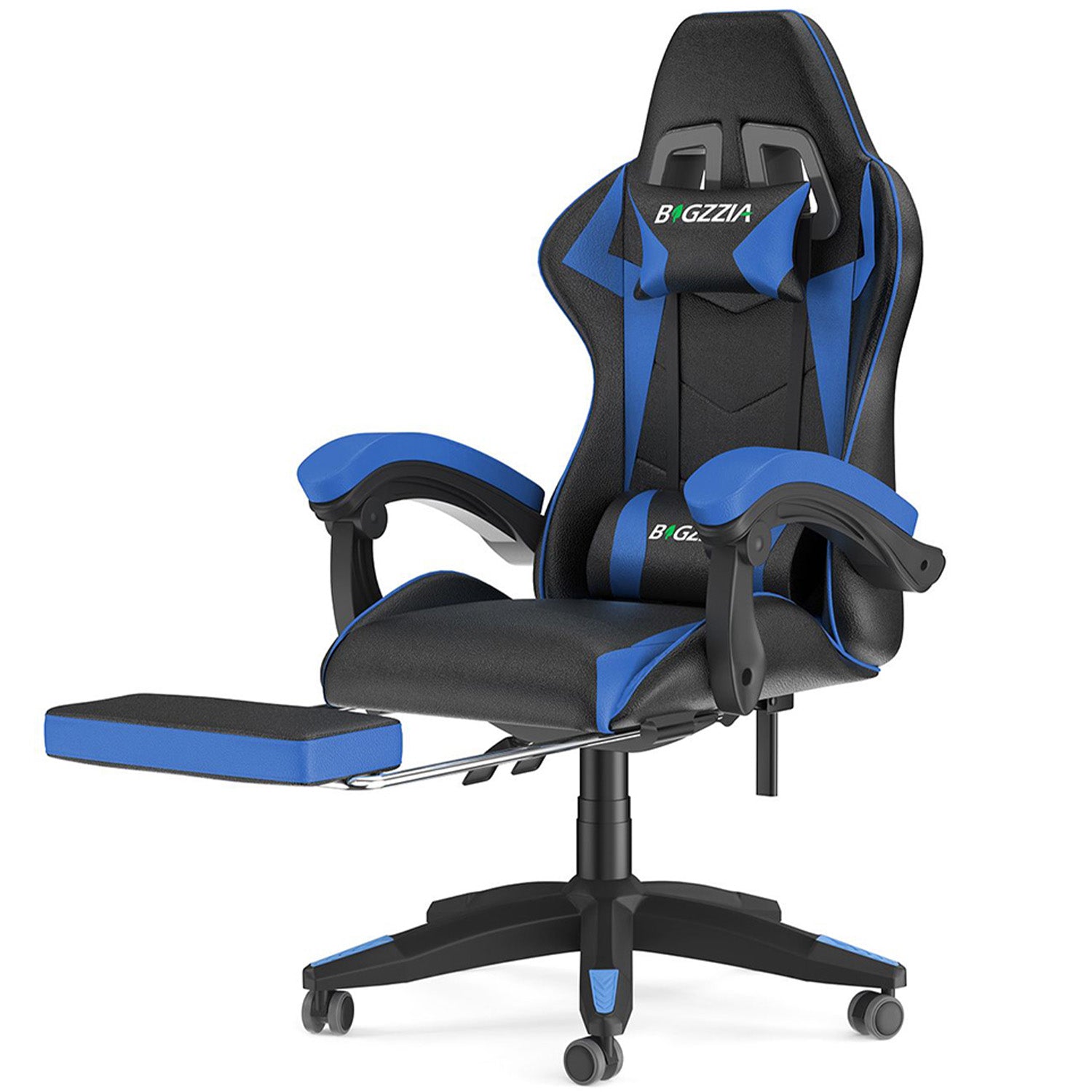 Ergonomic Gaming Chair 155° Reclining Swivel Chair with Headrest, Lumbar Support PU Leather Office Chair