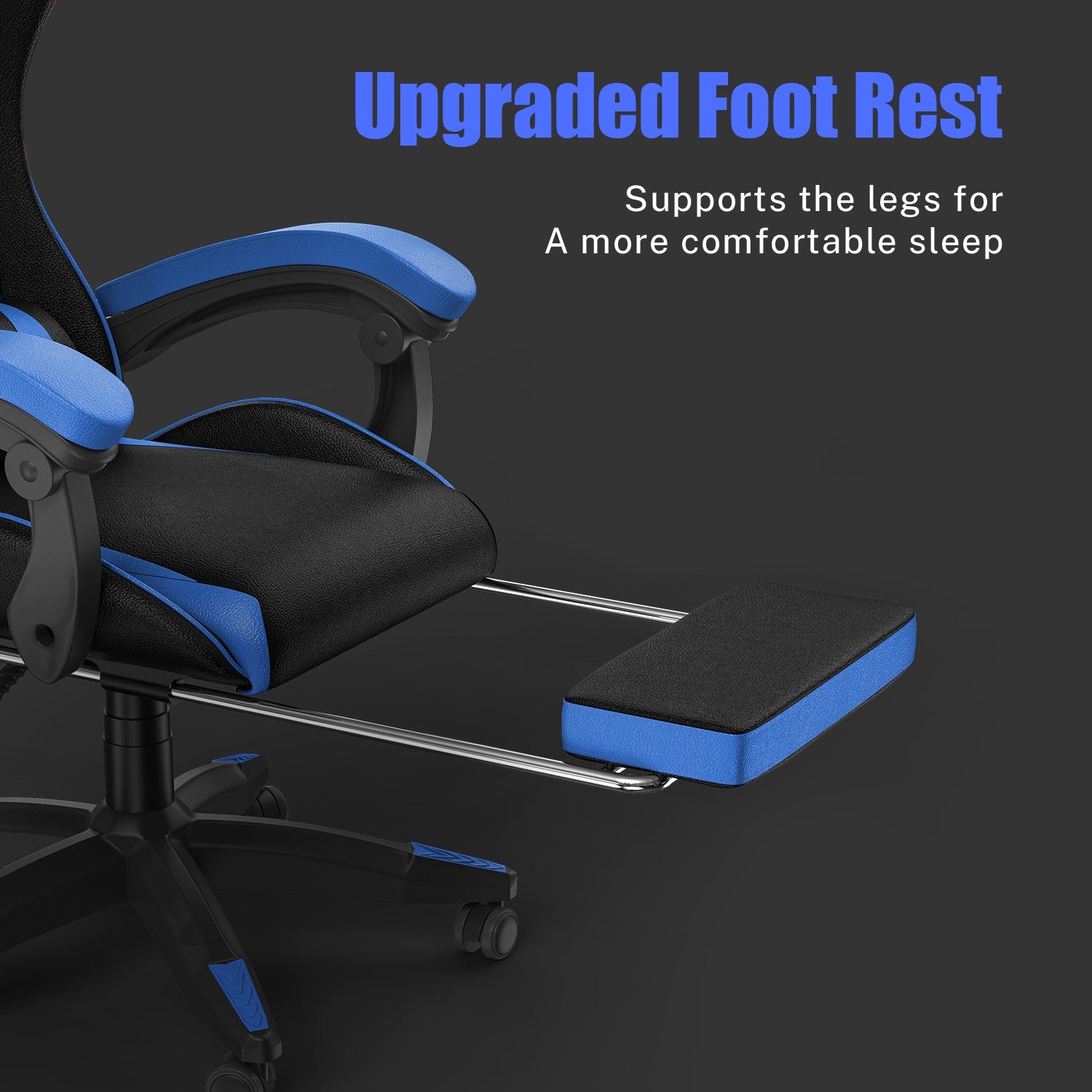 Ergonomic Gaming Chair 155° Reclining Swivel Chair with Headrest, Lumbar Support PU Leather Office Chair