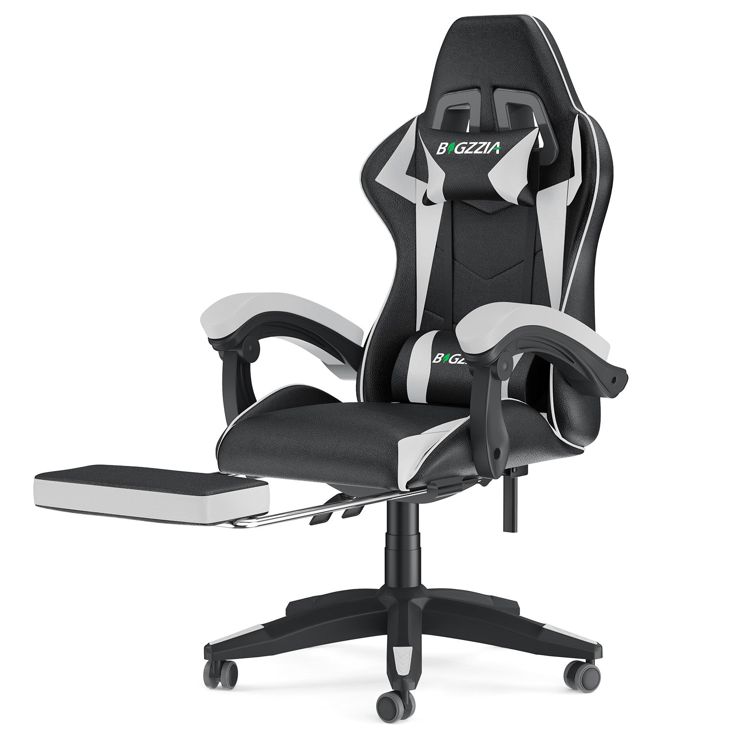Ergonomic Gaming Chair 155° Reclining Swivel Chair with Headrest, Lumbar Support PU Leather Office Chair