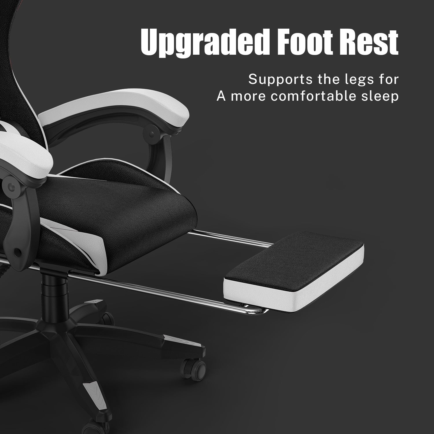 Ergonomic Gaming Chair 155° Reclining Swivel Chair with Headrest, Lumbar Support PU Leather Office Chair