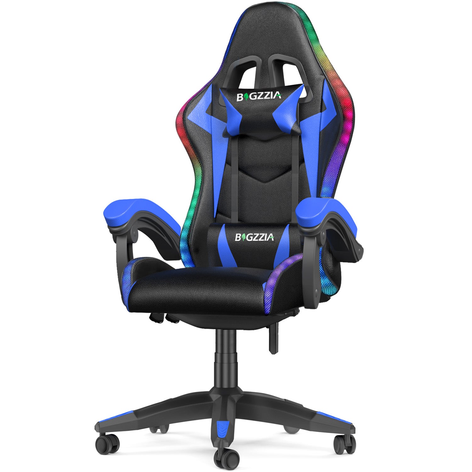 Ergonomic Gaming Chair with RGB LED Lights, Reclining, Headrest and Lumbar Support Racing Style