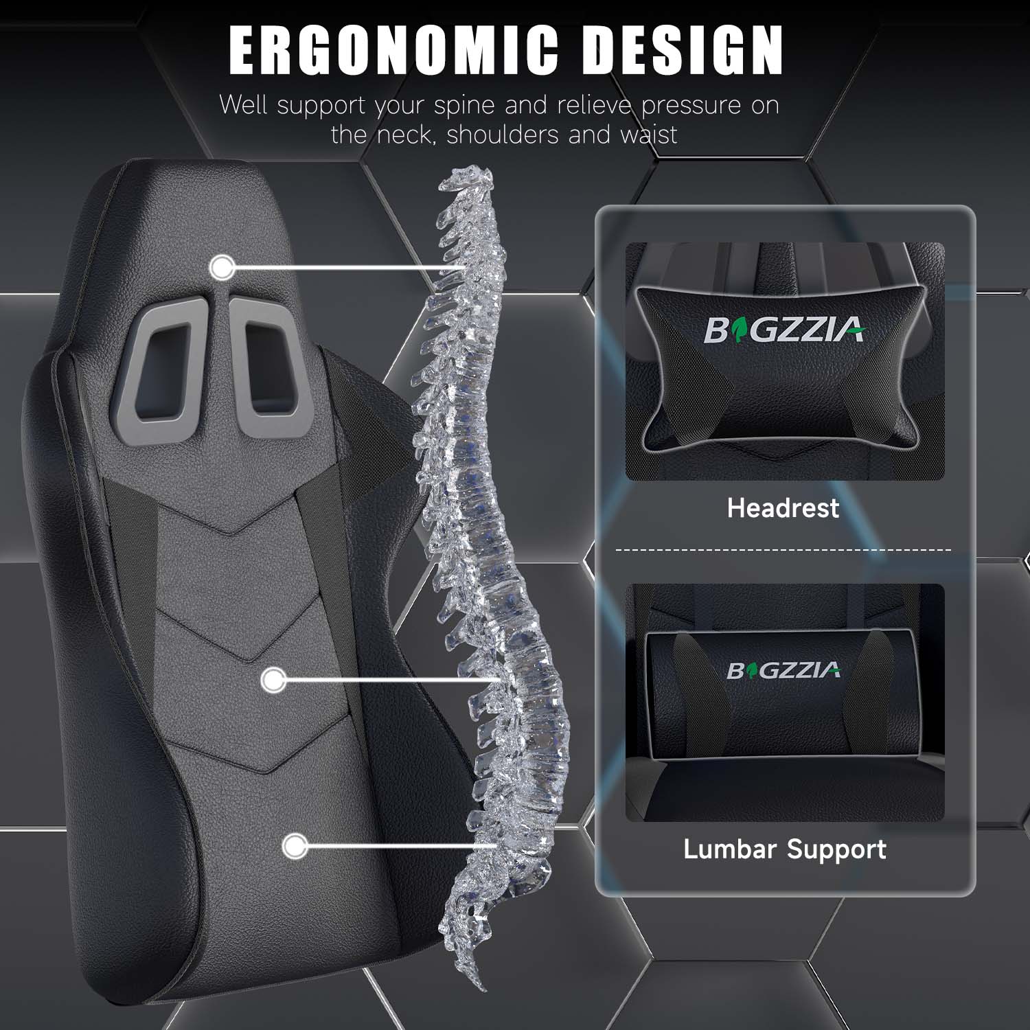 Gaming Chair Ergonomic Design with Headrest and Lumbar Pillow Rotatable Home PU Leather Office Chair