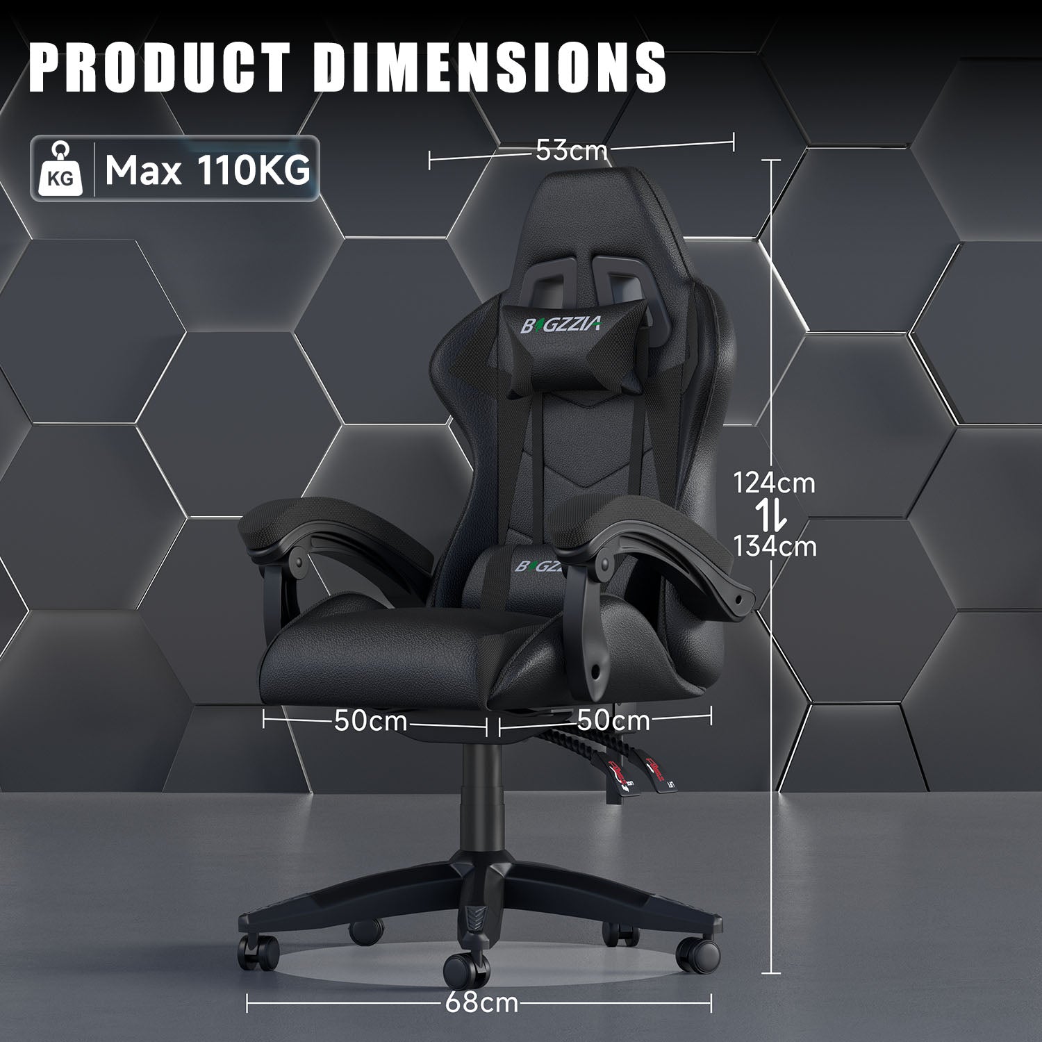 Gaming Chair Ergonomic Design with Headrest and Lumbar Pillow Rotatable Home PU Leather Office Chair