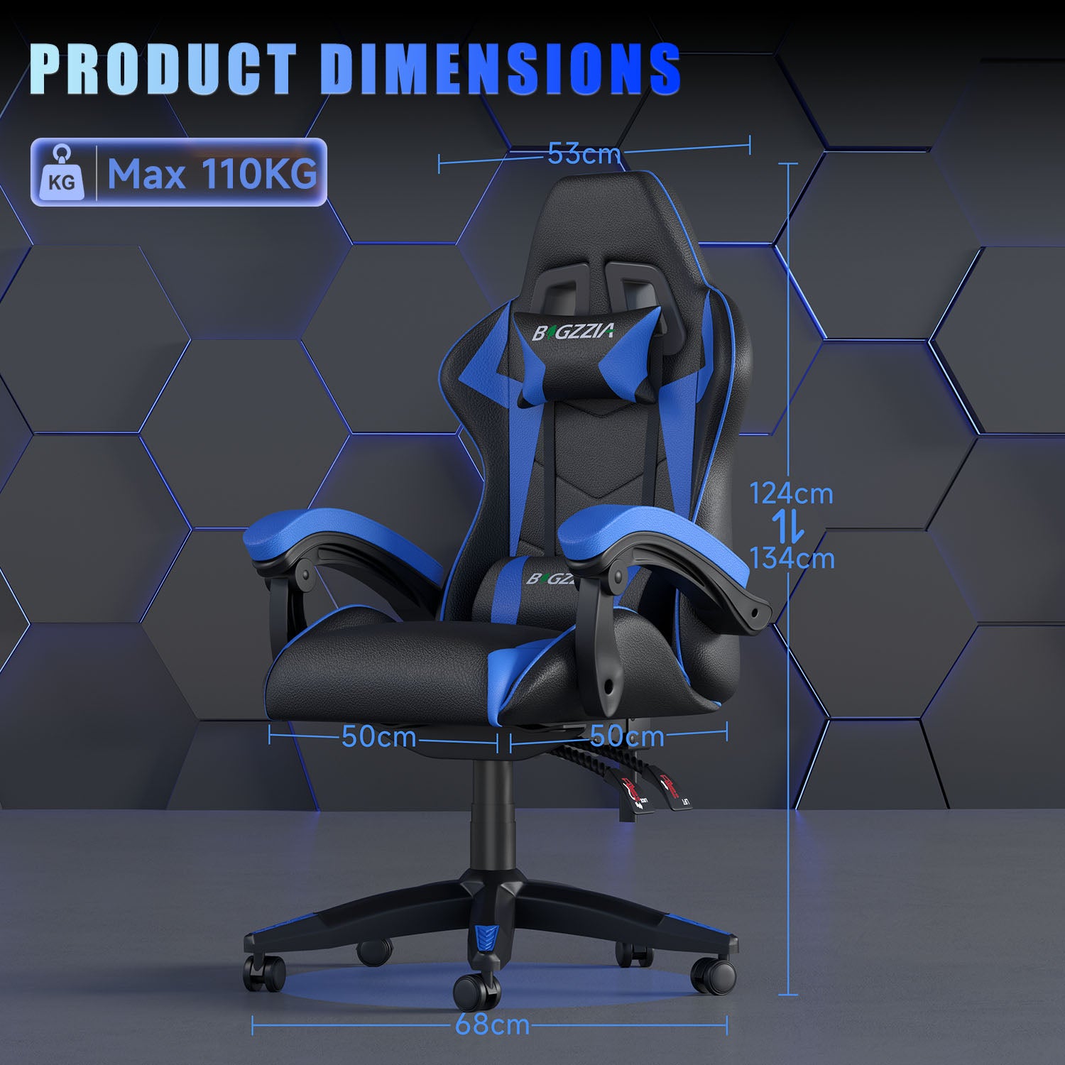 Gaming Chair Ergonomic Design with Headrest and Lumbar Pillow Rotatable Home PU Leather Office Chair