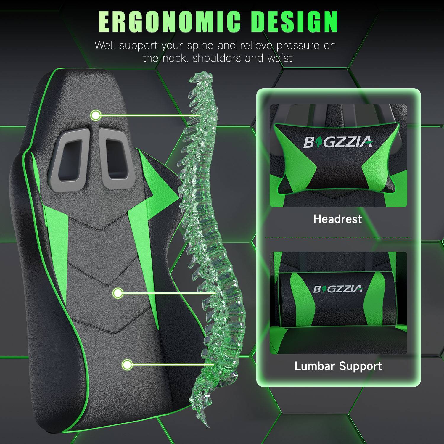 Gaming Chair Ergonomic Design with Headrest and Lumbar Pillow Rotatable Home PU Leather Office Chair