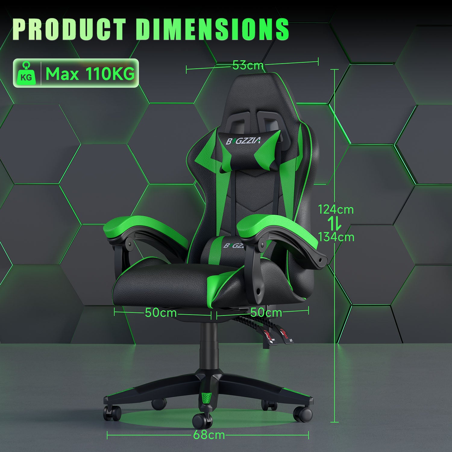 Gaming Chair Ergonomic Design with Headrest and Lumbar Pillow Rotatable Home PU Leather Office Chair