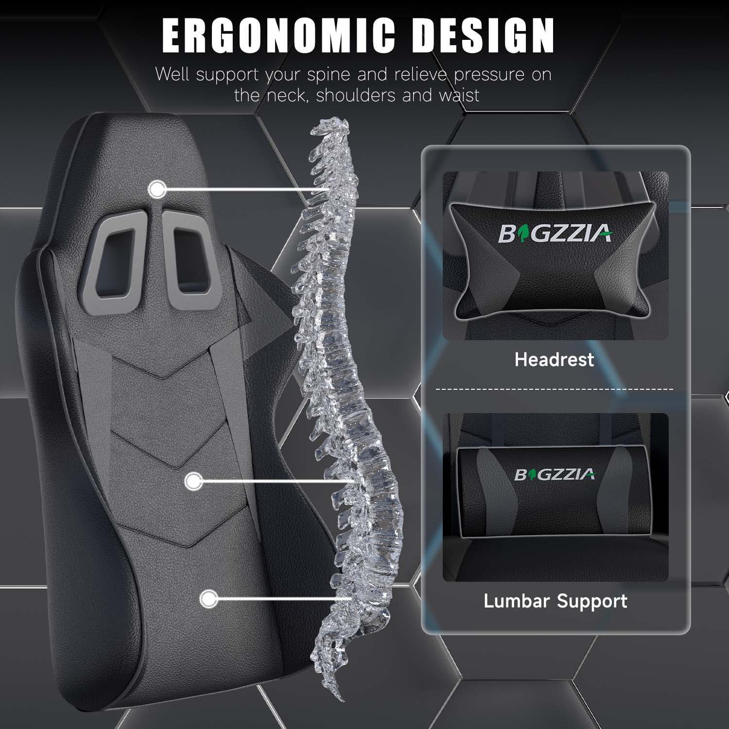 Gaming Chair Ergonomic Design with Headrest and Lumbar Pillow Rotatable Home PU Leather Office Chair