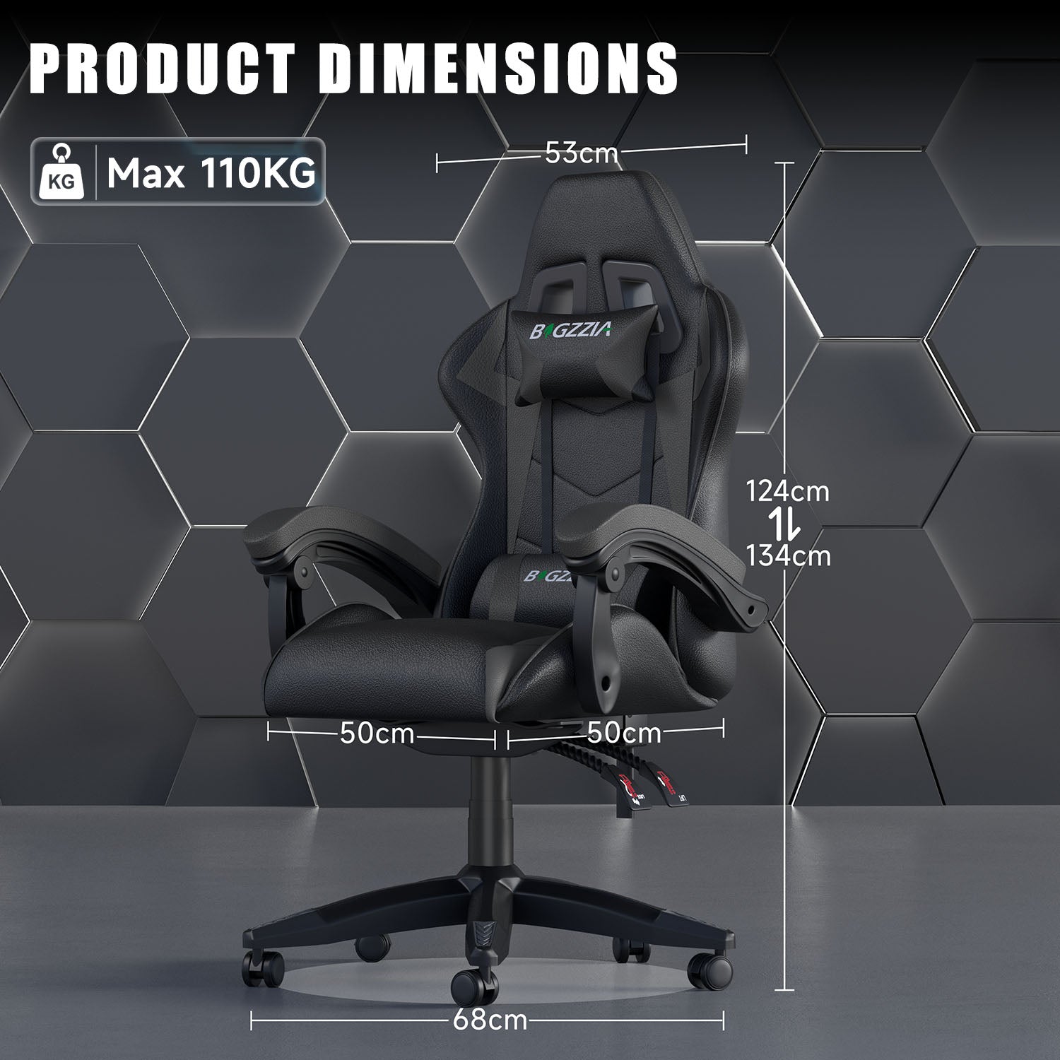 Gaming Chair Ergonomic Design with Headrest and Lumbar Pillow Rotatable Home PU Leather Office Chair