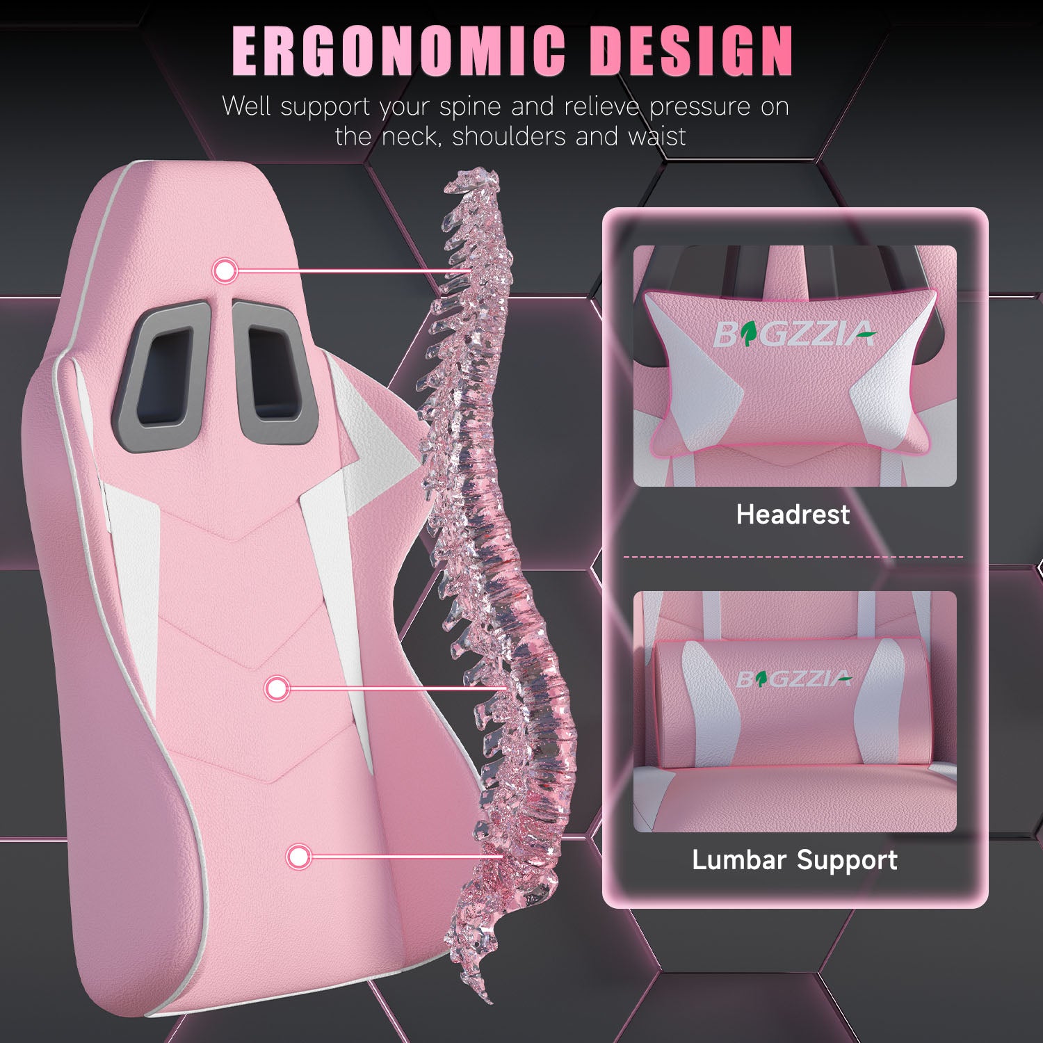 Gaming Chair Ergonomic Design with Headrest and Lumbar Pillow Rotatable Home PU Leather Office Chair