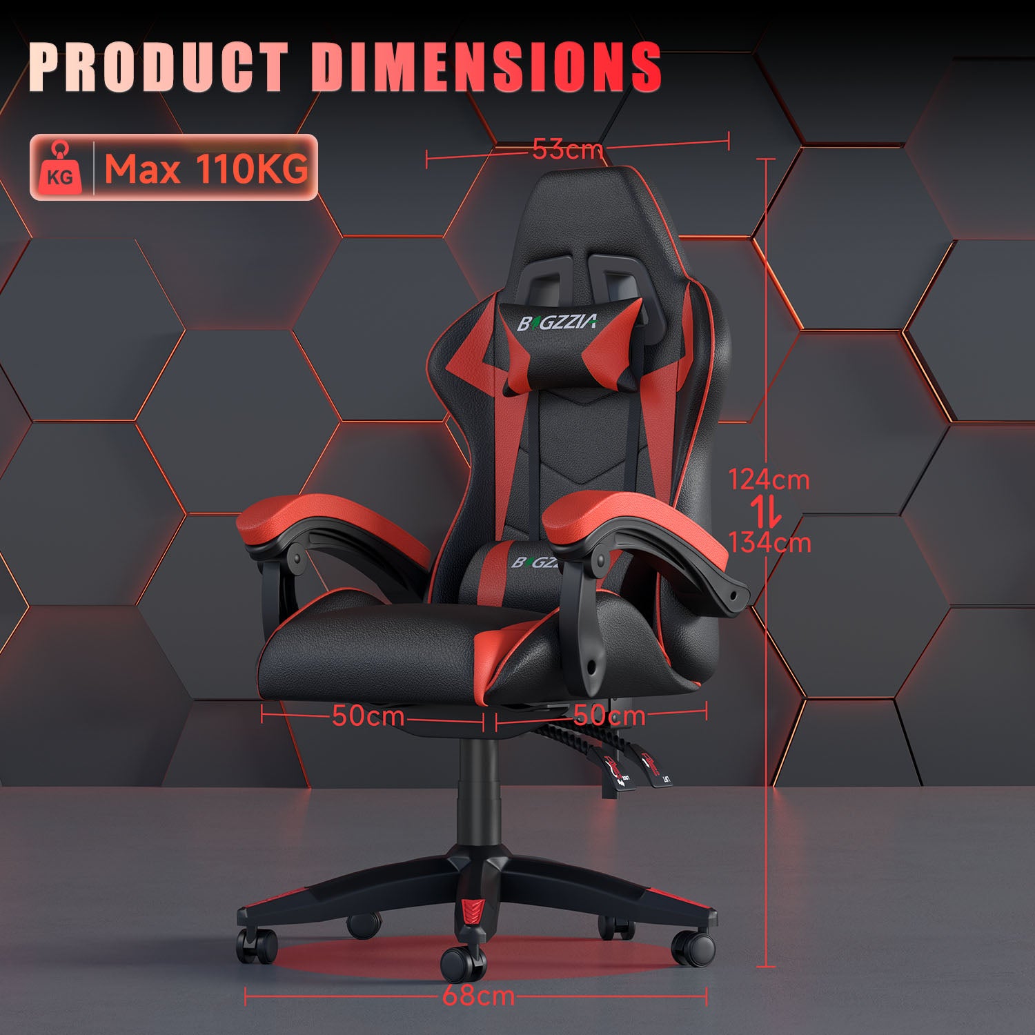 Gaming Chair Ergonomic Design with Headrest and Lumbar Pillow Rotatable Home PU Leather Office Chair