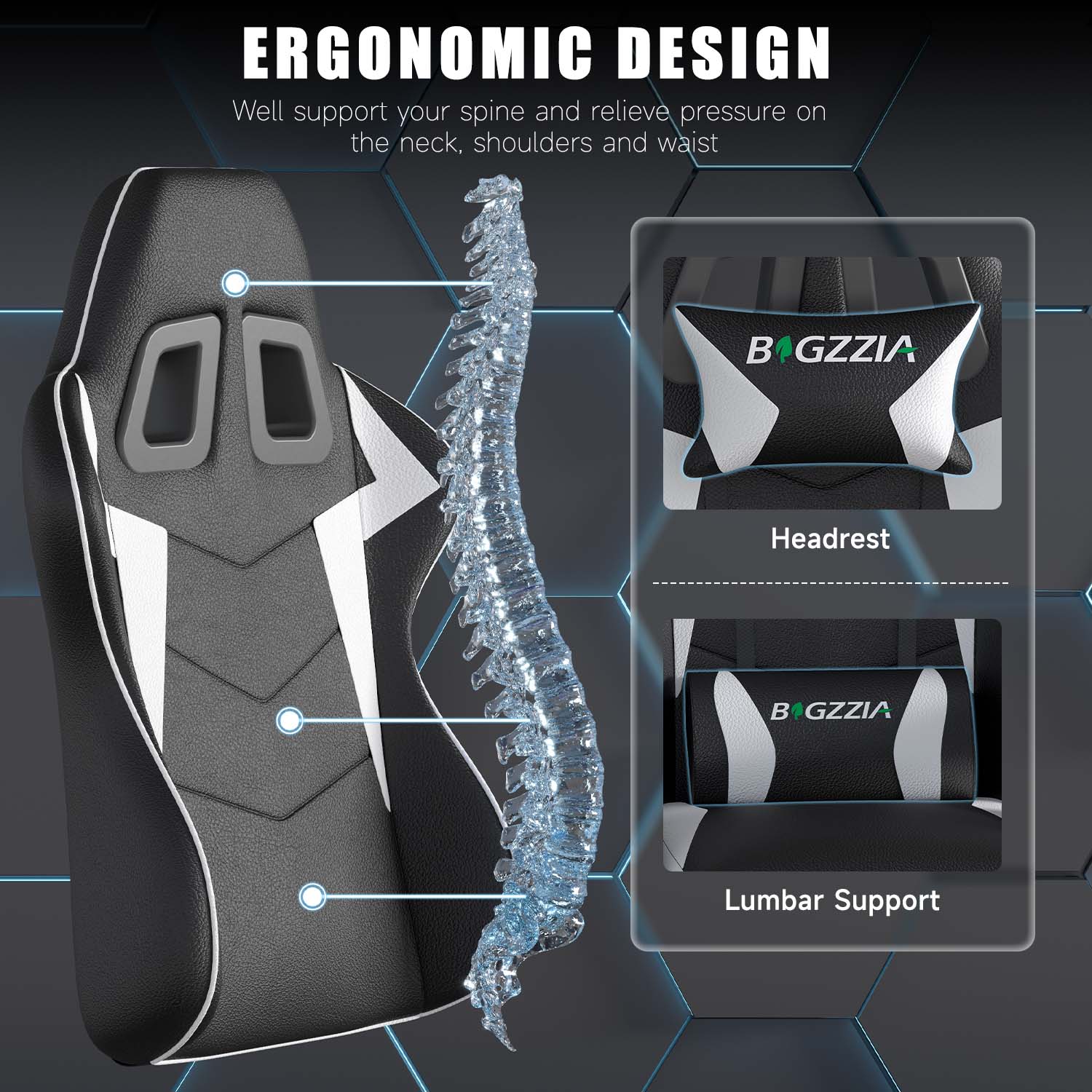 Gaming Chair Ergonomic Design with Headrest and Lumbar Pillow Rotatable Home PU Leather Office Chair