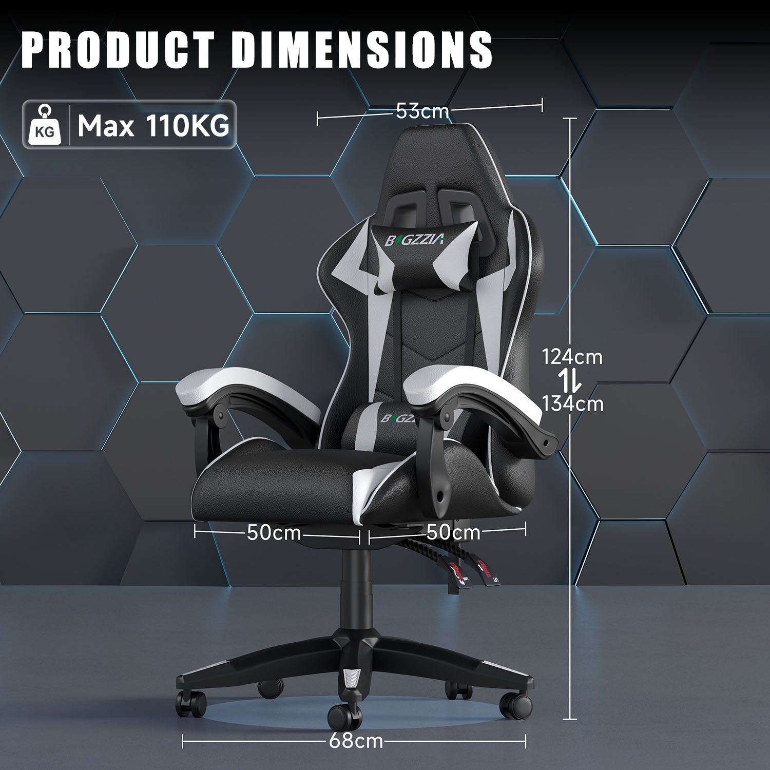 Gaming Chair Ergonomic Design with Headrest and Lumbar Pillow Rotatable Home PU Leather Office Chair