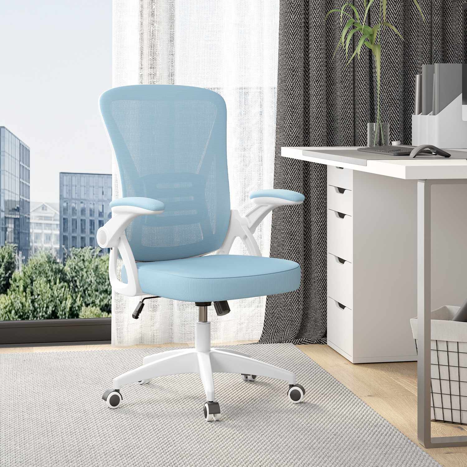 Office Chair Ergonomic Desk Chair with 90° Flip-up Armrest, Height Adjustable Office Desk Chair