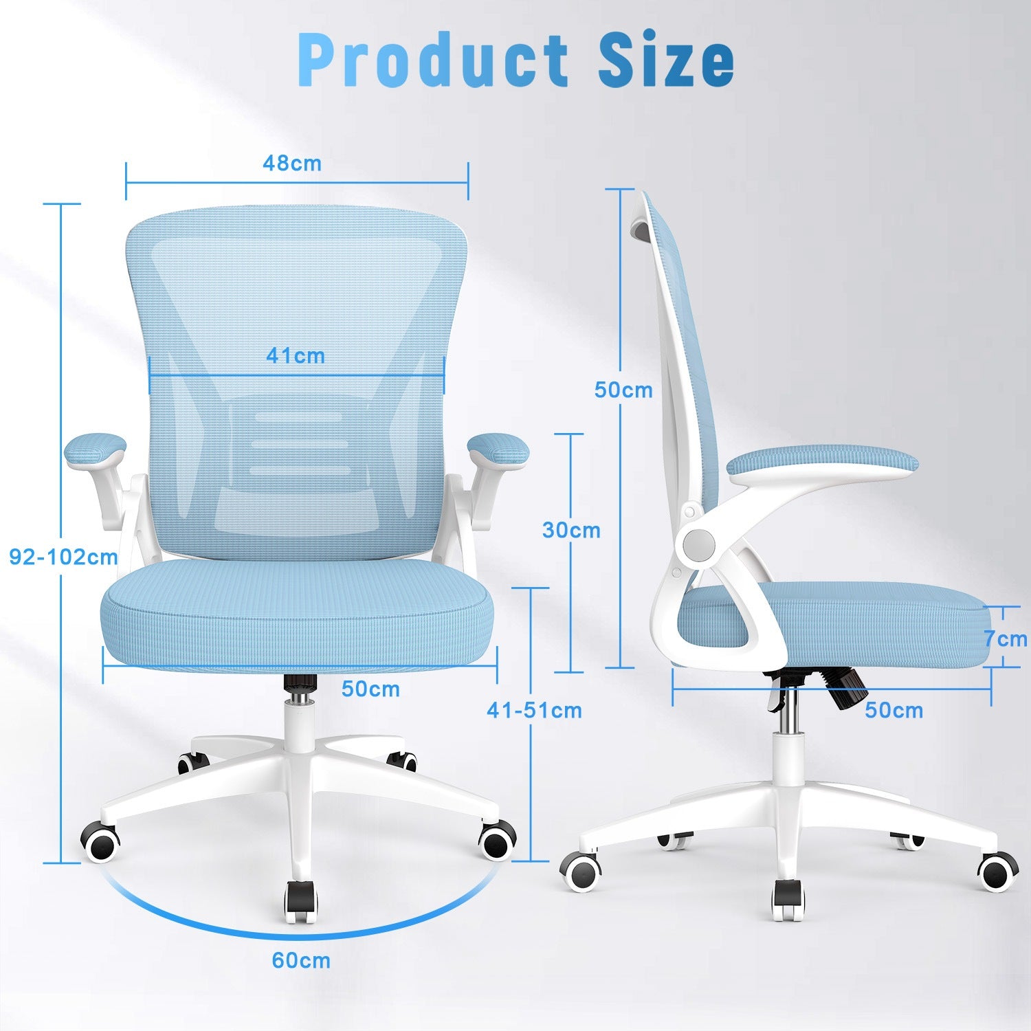 Office Chair Ergonomic Desk Chair with 90° Flip-up Armrest, Height Adjustable Office Desk Chair
