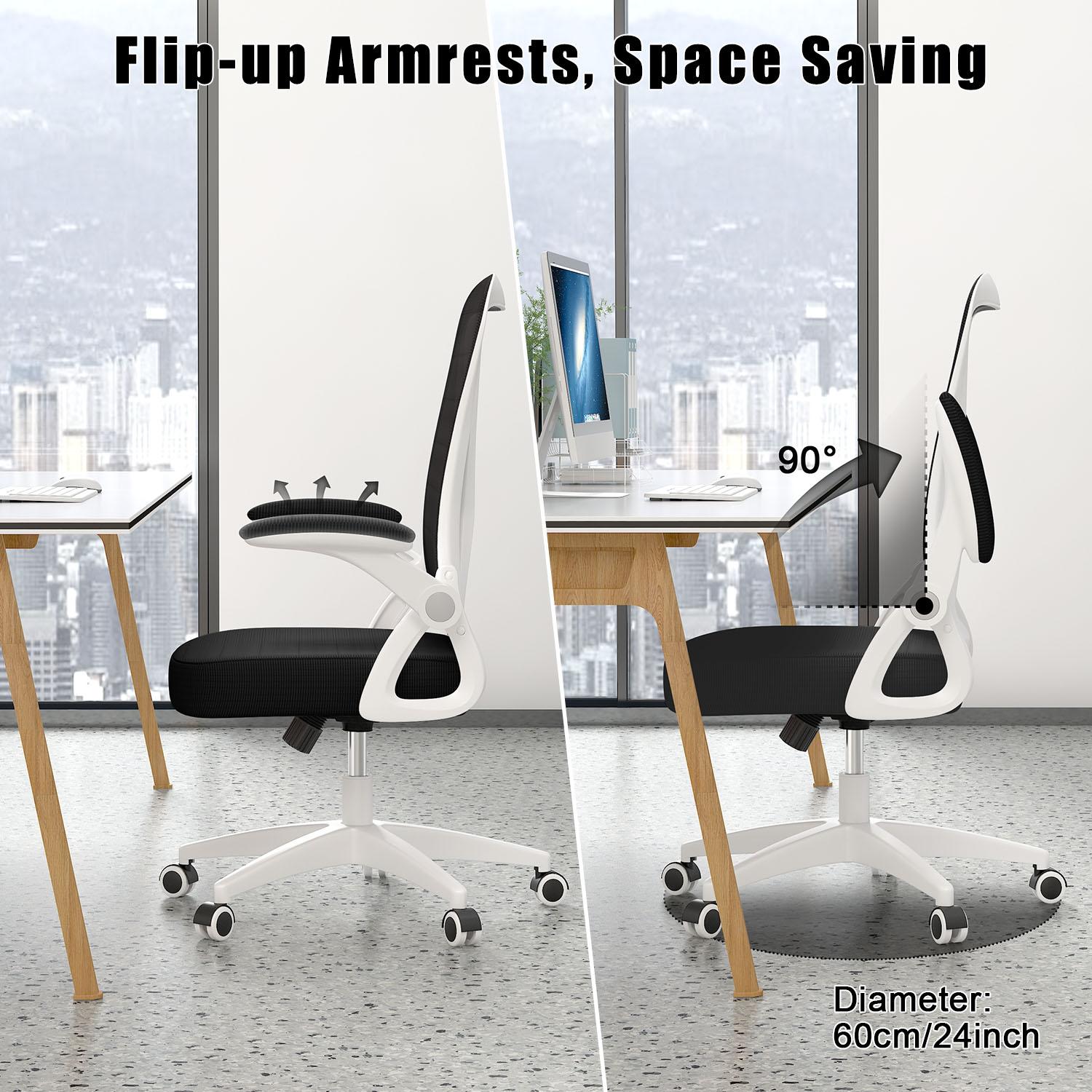 Office Chair Ergonomic Desk Chair with 90° Flip-up Armrest, Height Adjustable Office Desk Chair
