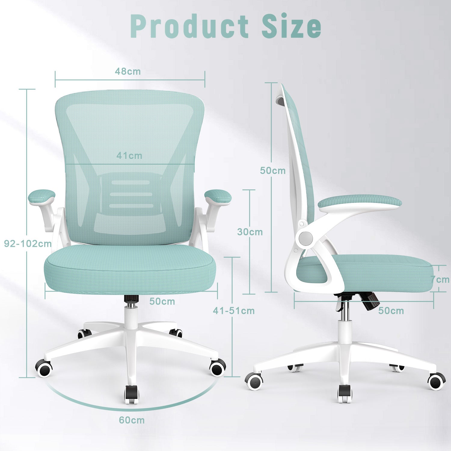 Office Chair Ergonomic Desk Chair with 90° Flip-up Armrest, Height Adjustable Office Desk Chair