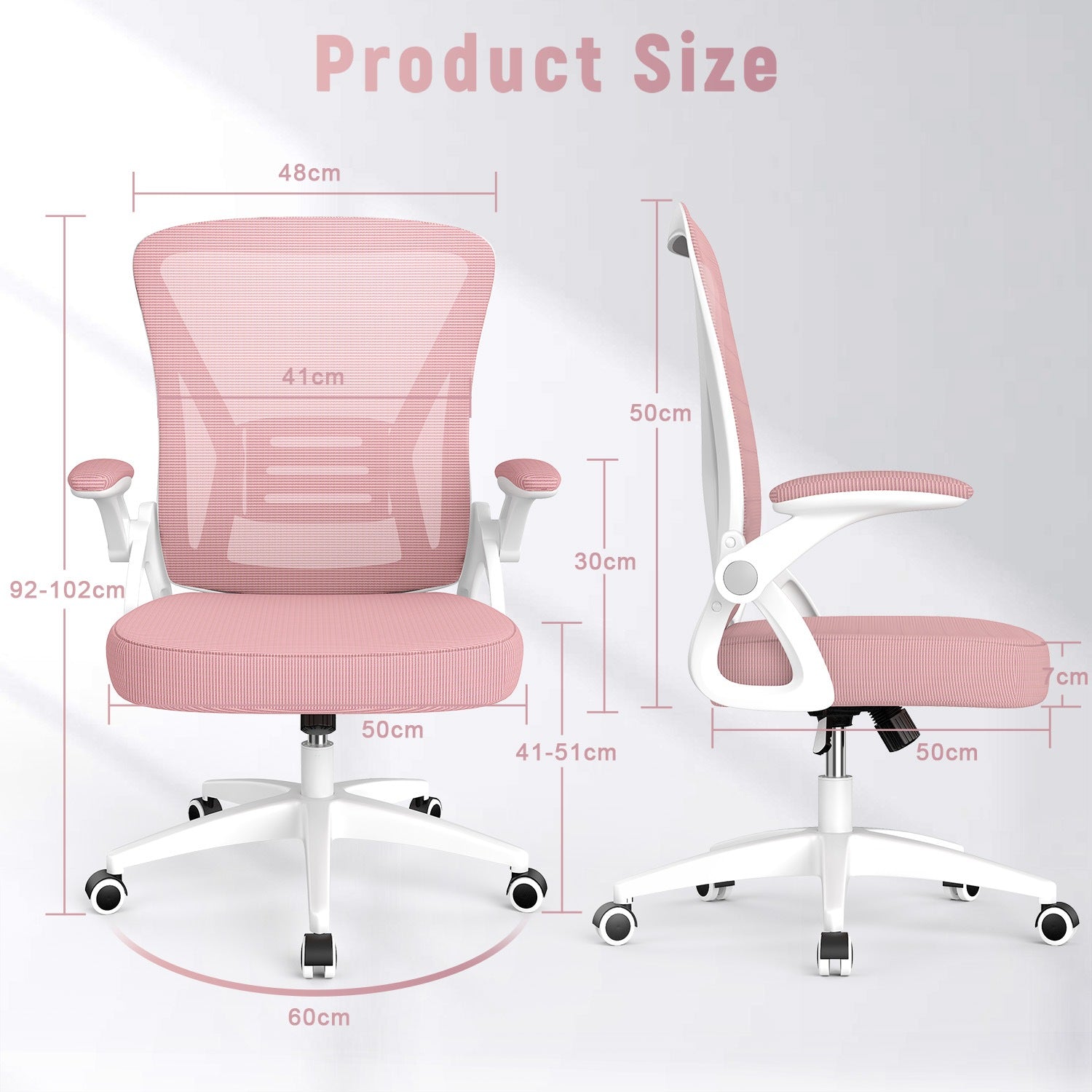 Office Chair Ergonomic Desk Chair with 90° Flip-up Armrest, Height Adjustable Office Desk Chair