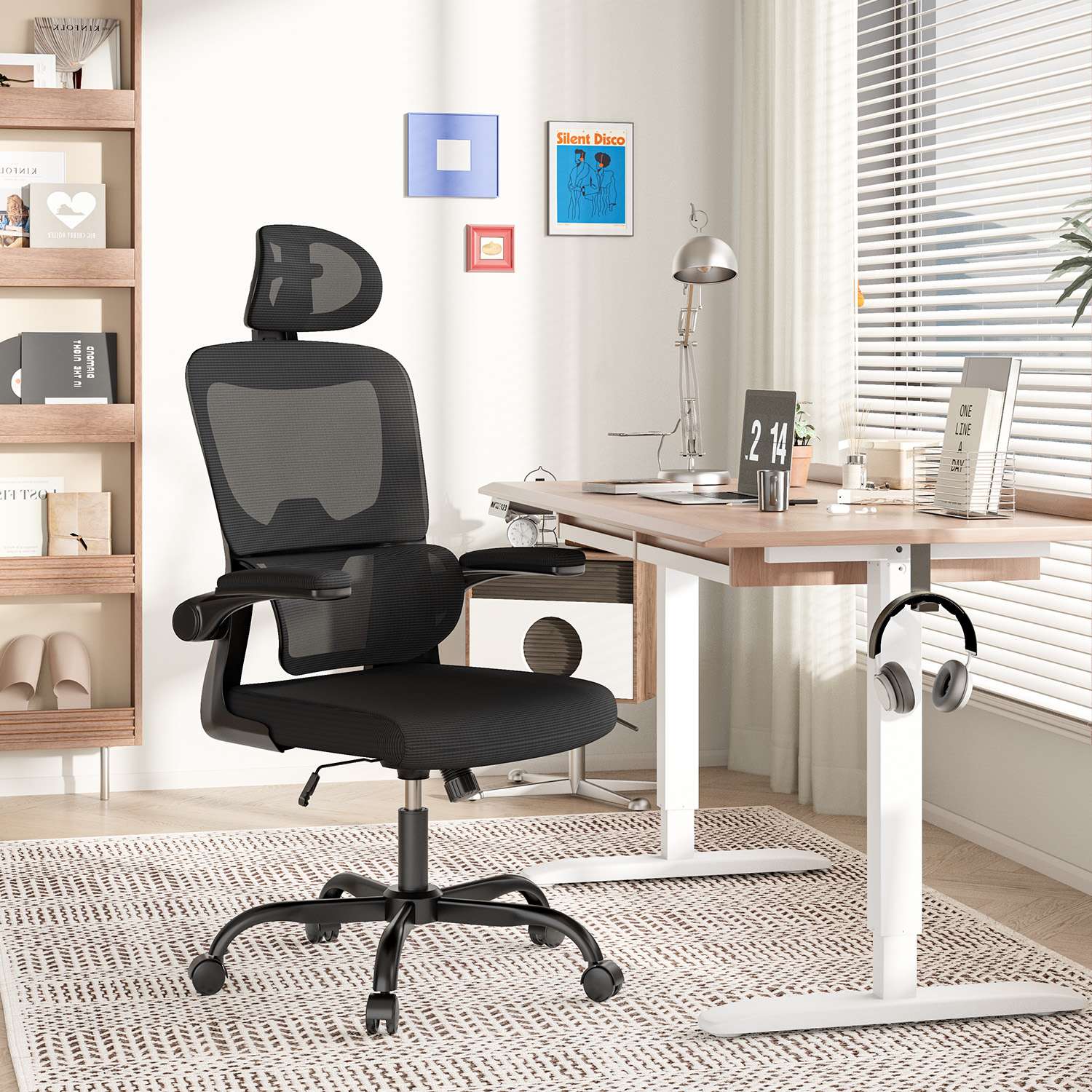 Office Chair Ergonomic Desk Chair, Executive Swivel Computer Chair with Padded Seat Cushion for Home/Office, Max Load 150kg