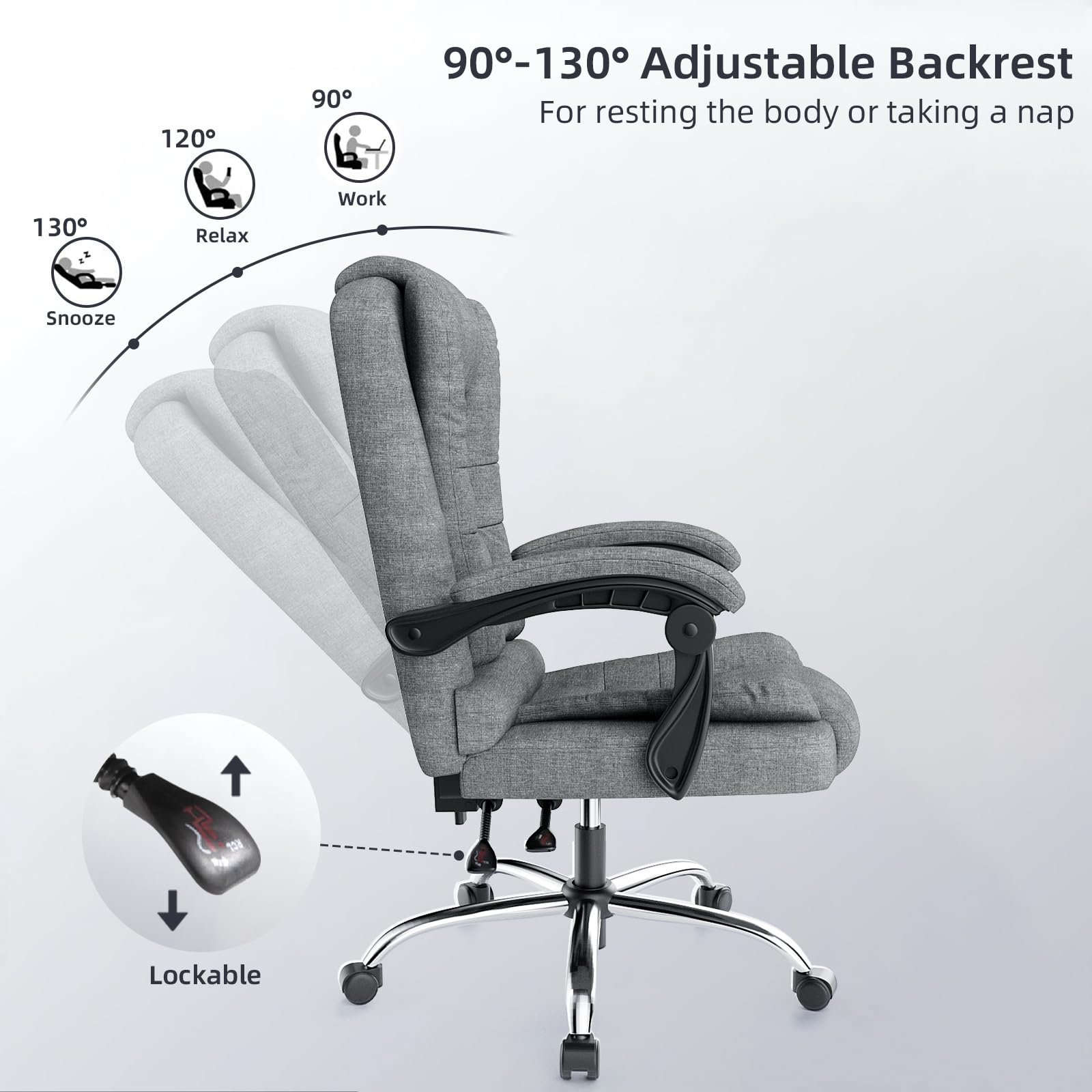 Ergonomic Executive Office Chair PU Leather High Back Computer Desk Chair with Reclining Tilt Function for Home Office Working