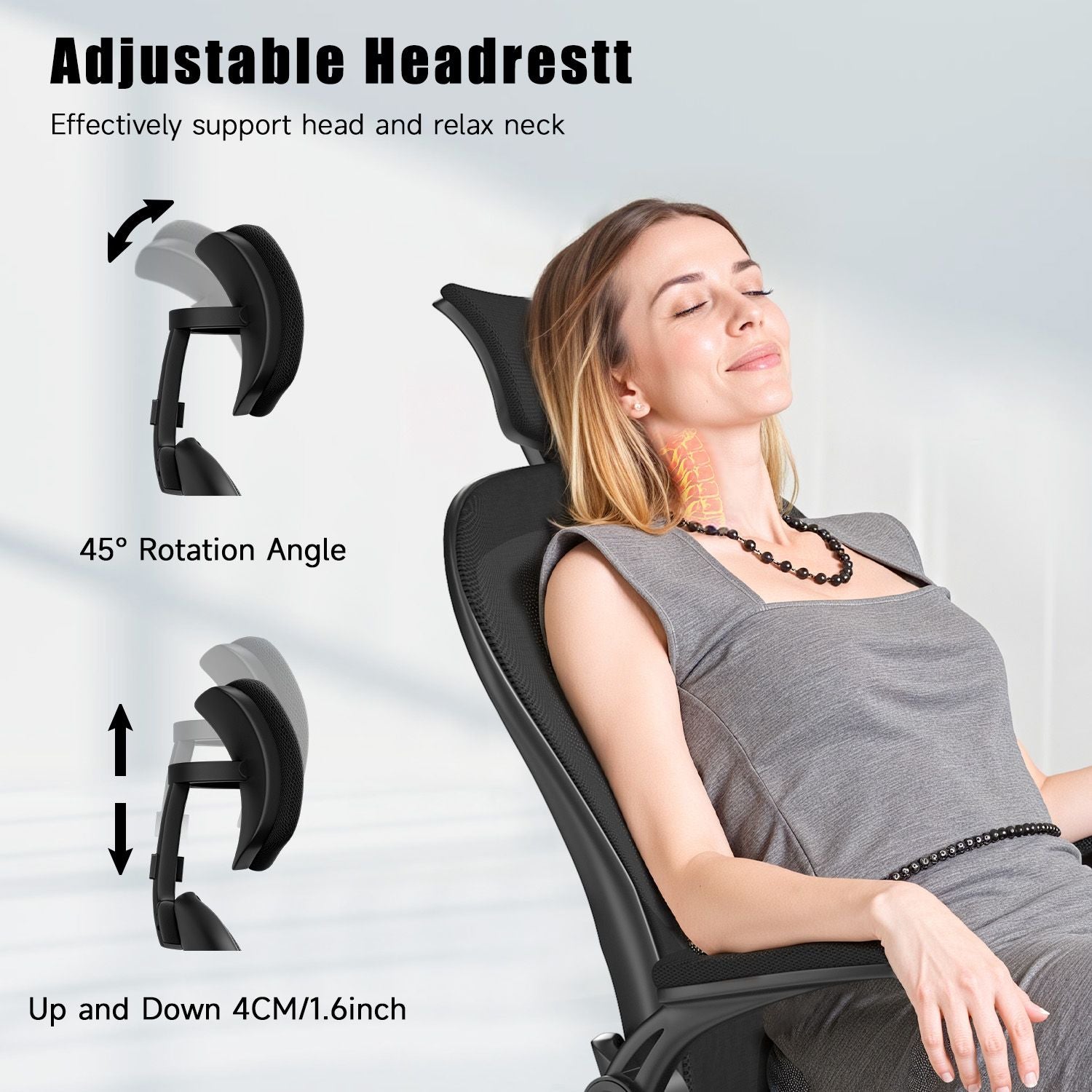 Office Chair Ergonomic Desk Chair, Executive Swivel Computer Chair with Padded Seat Cushion for Home/Office, Max Load 150kg