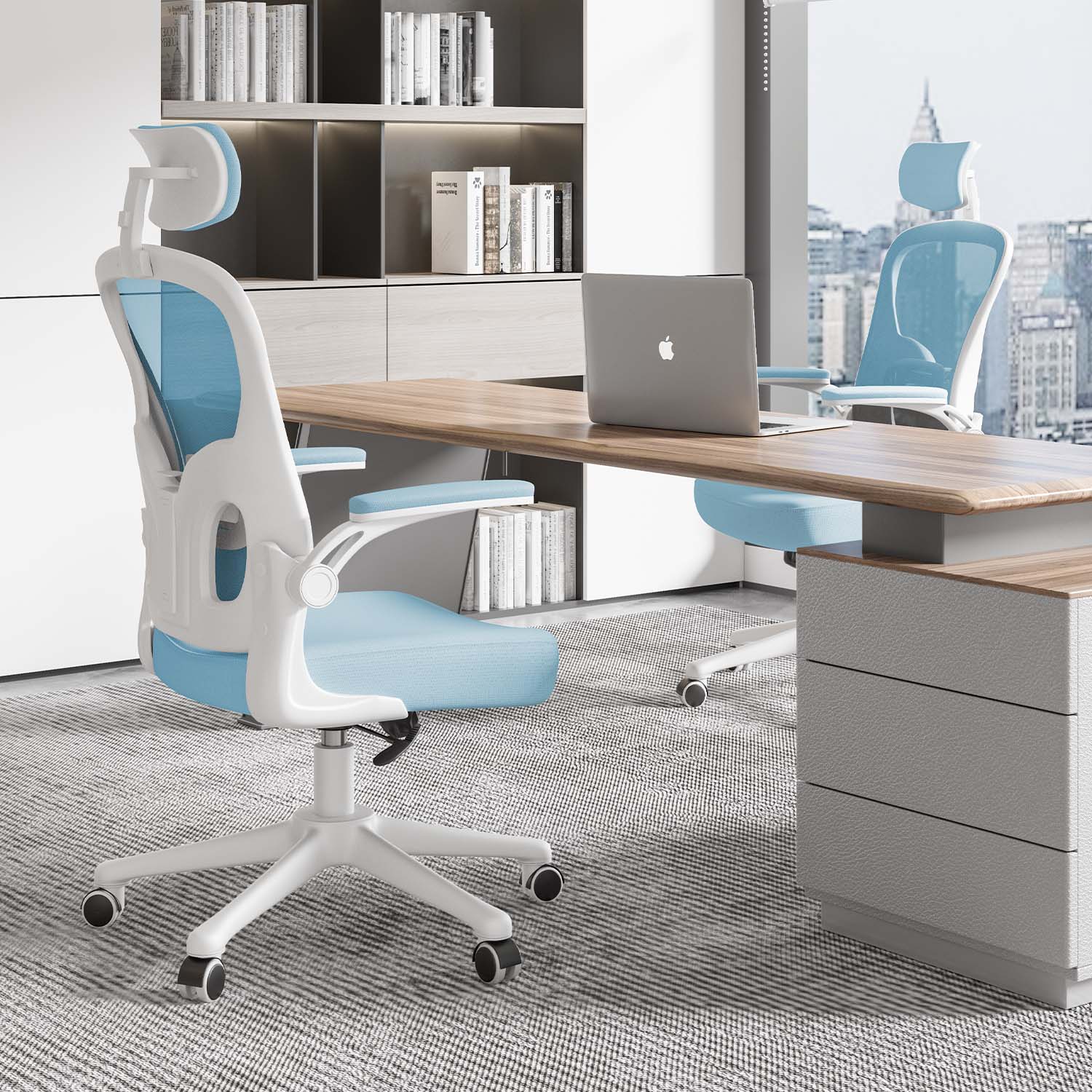 Office Chair Ergonomic Desk Chair, Executive Swivel Computer Chair with Padded Seat Cushion for Home/Office, Max Load 150kg