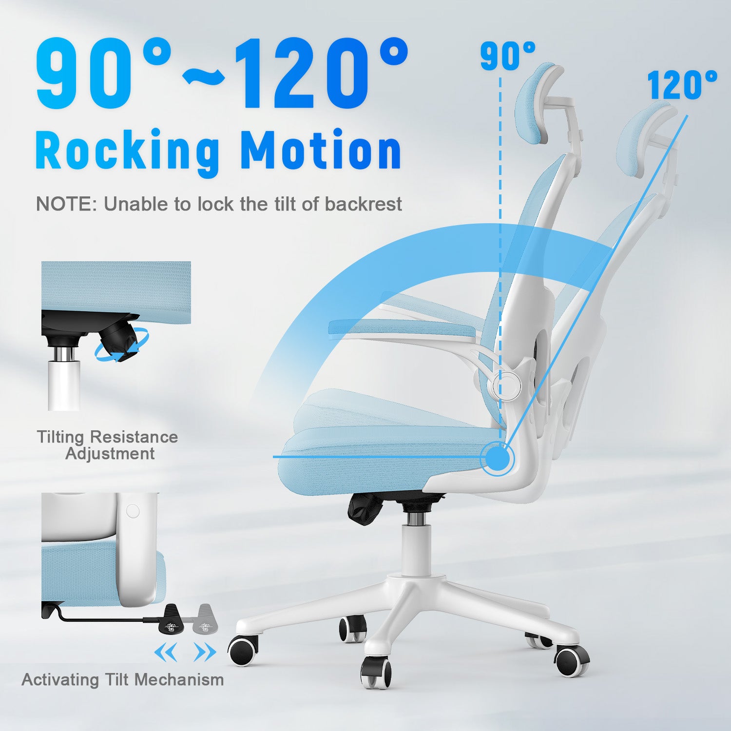 Office Chair Ergonomic Desk Chair, Executive Swivel Computer Chair with Padded Seat Cushion for Home/Office, Max Load 150kg