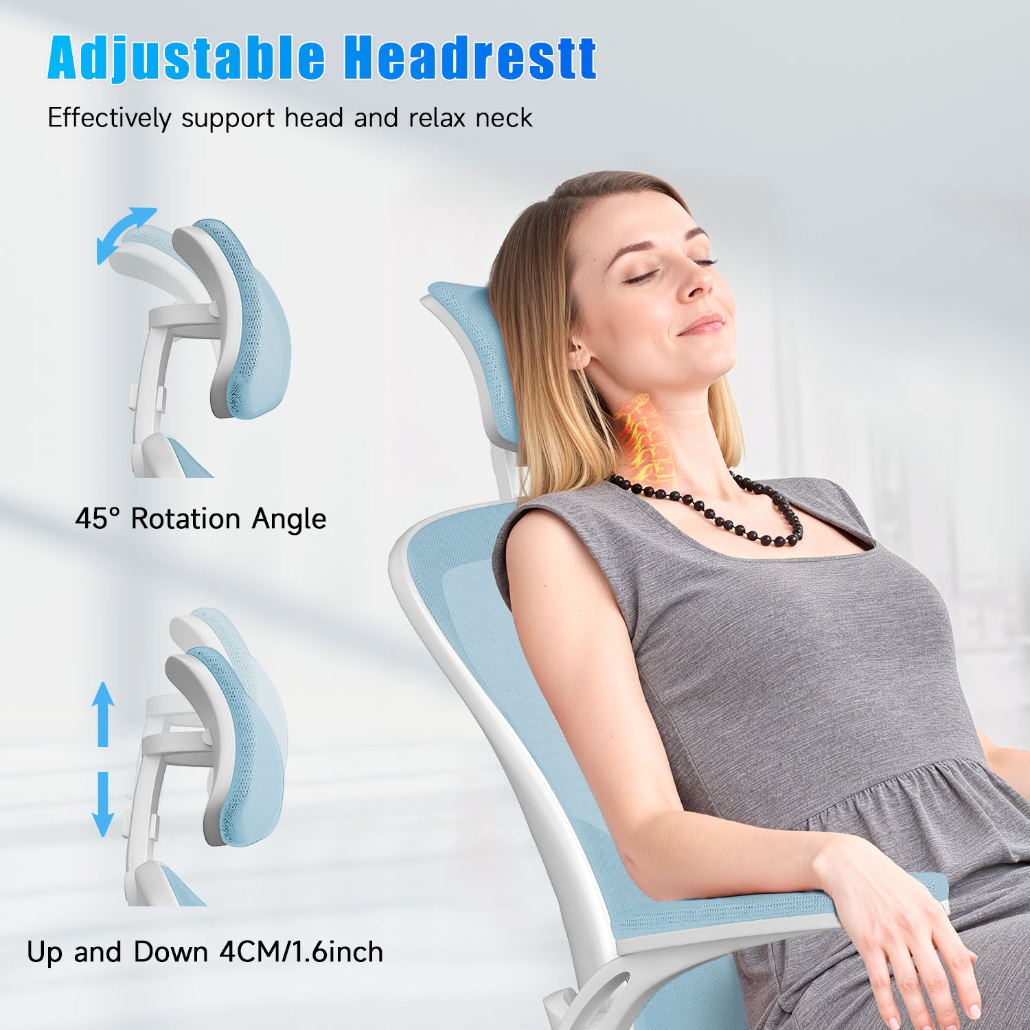 Office Chair Ergonomic Desk Chair, Executive Swivel Computer Chair with Padded Seat Cushion for Home/Office, Max Load 150kg