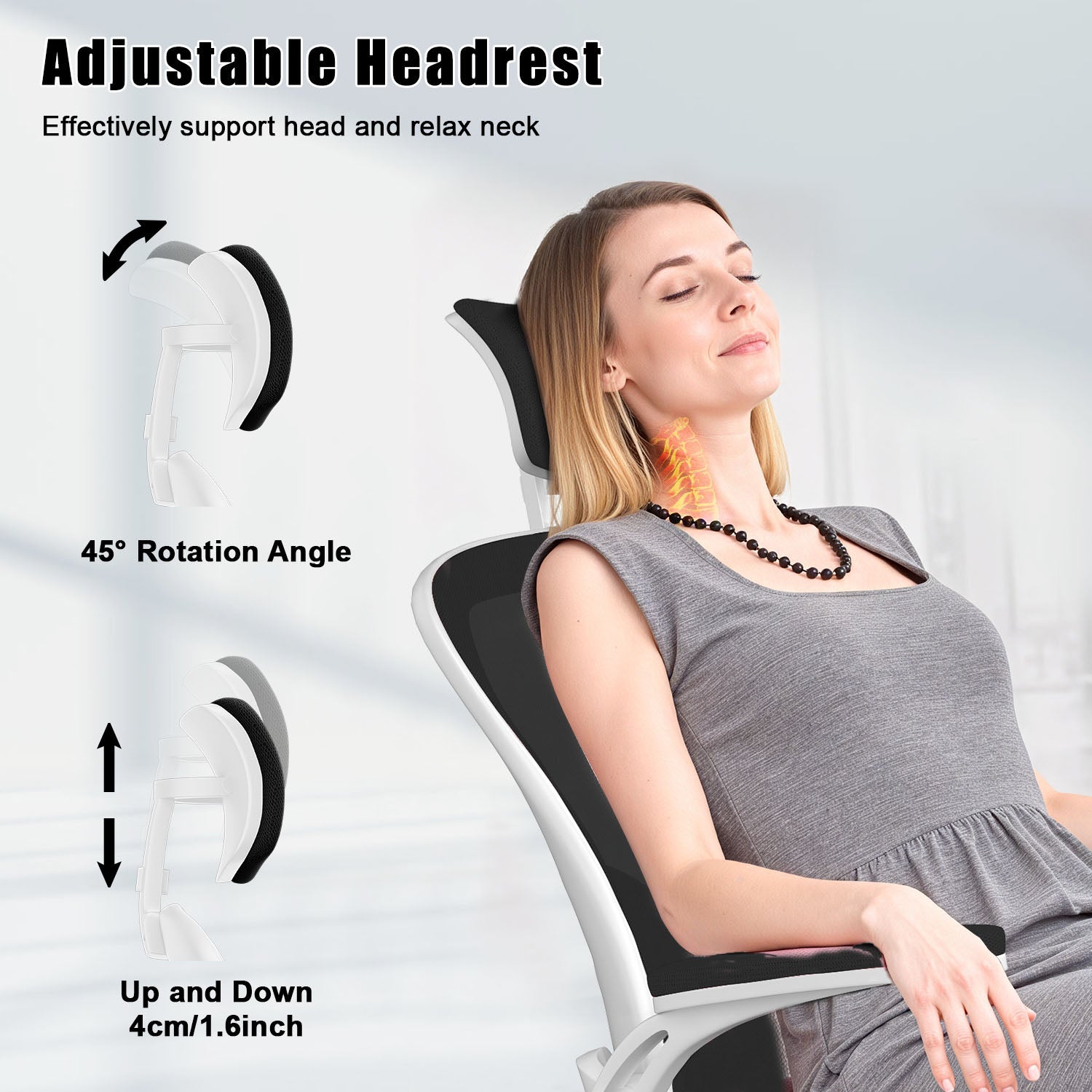 Office Chair Ergonomic Desk Chair, Executive Swivel Computer Chair with Padded Seat Cushion for Home/Office, Max Load 150kg