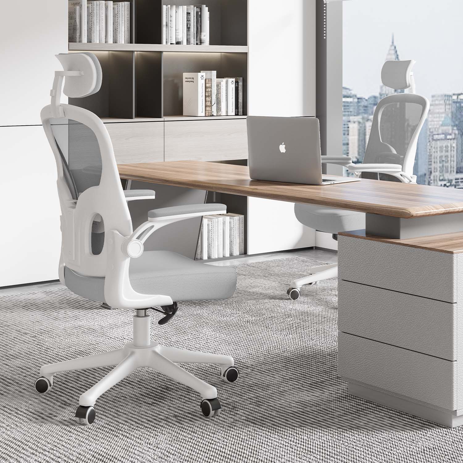 Office Chair Ergonomic Desk Chair, Executive Swivel Computer Chair with Padded Seat Cushion for Home/Office, Max Load 150kg