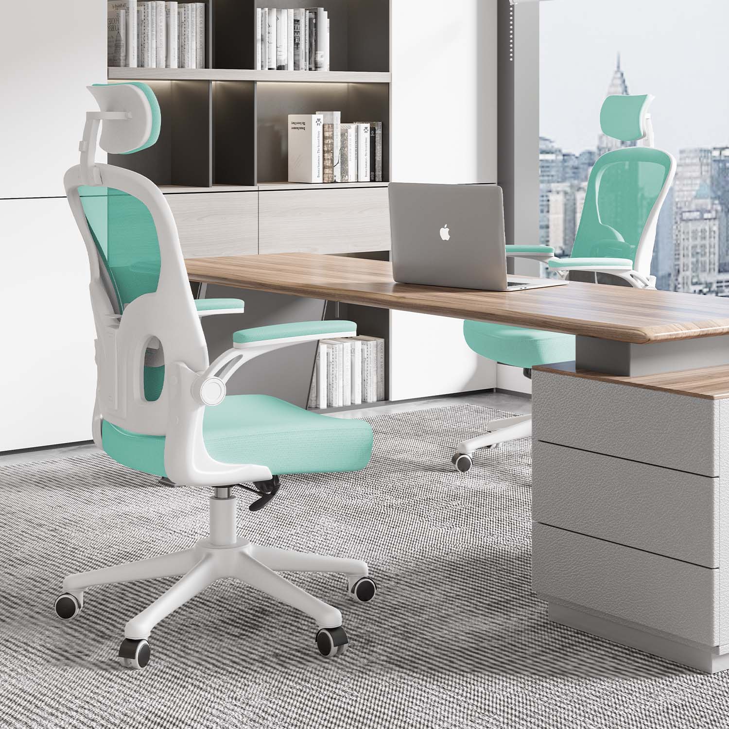 Office Chair Ergonomic Desk Chair, Executive Swivel Computer Chair with Padded Seat Cushion for Home/Office, Max Load 150kg