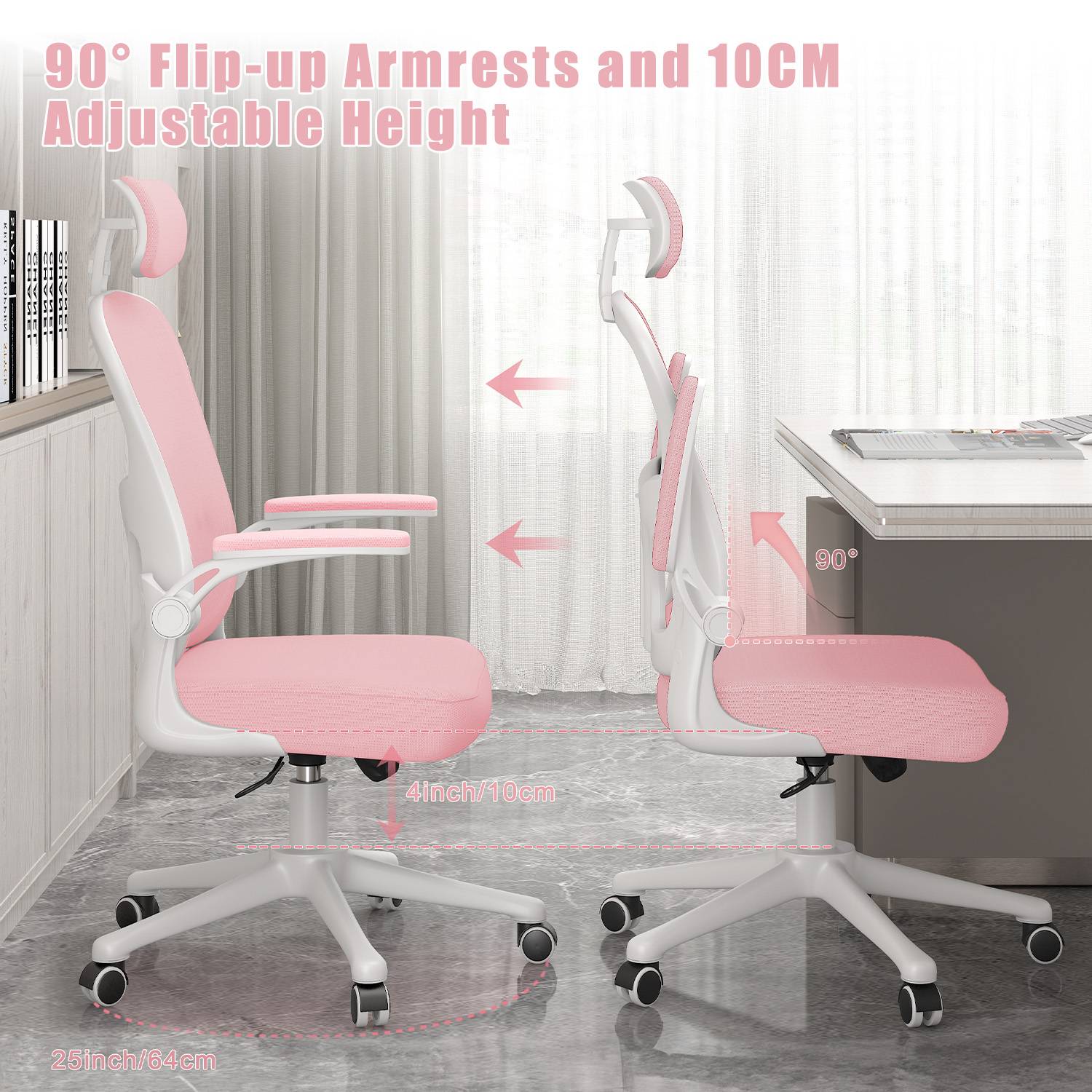 Office Chair Ergonomic Desk Chair, Executive Swivel Computer Chair with Padded Seat Cushion for Home/Office, Max Load 150kg