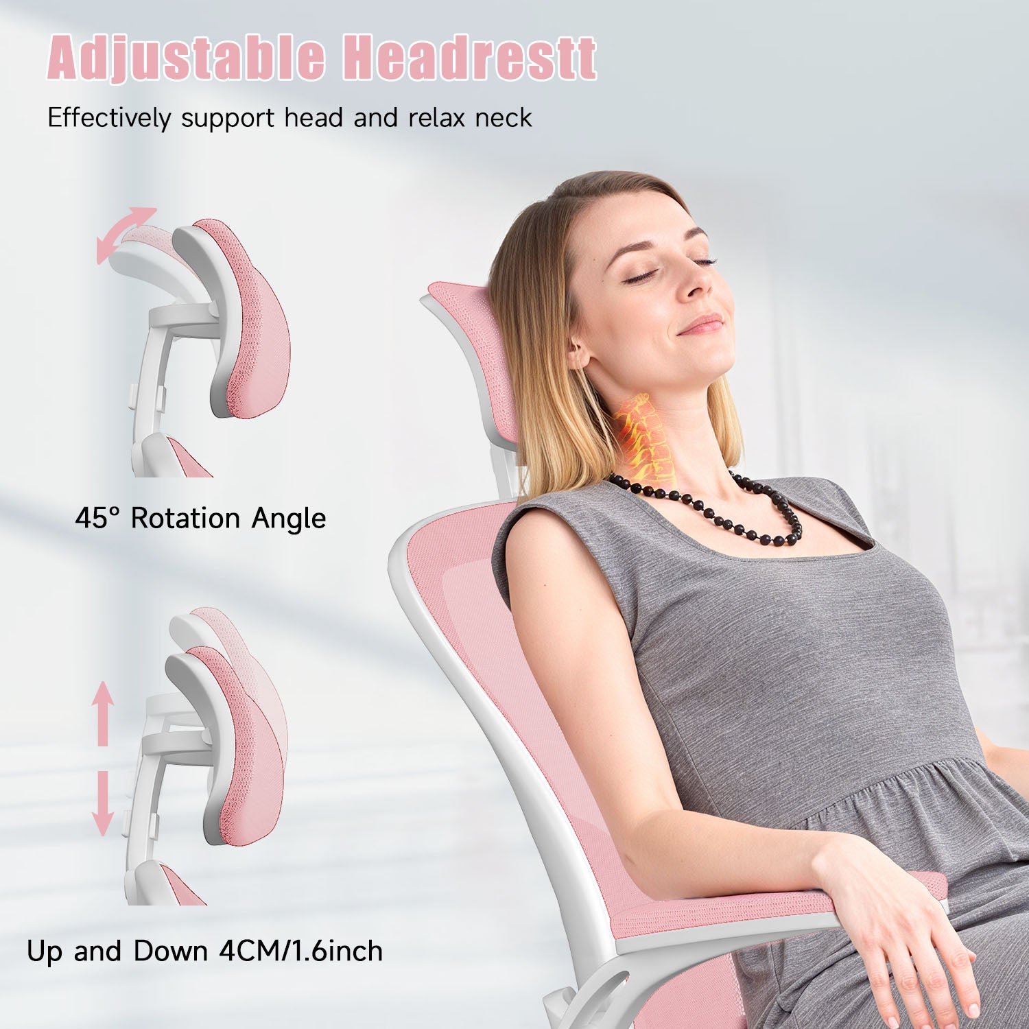 Office Chair Ergonomic Desk Chair, Executive Swivel Computer Chair with Padded Seat Cushion for Home/Office, Max Load 150kg