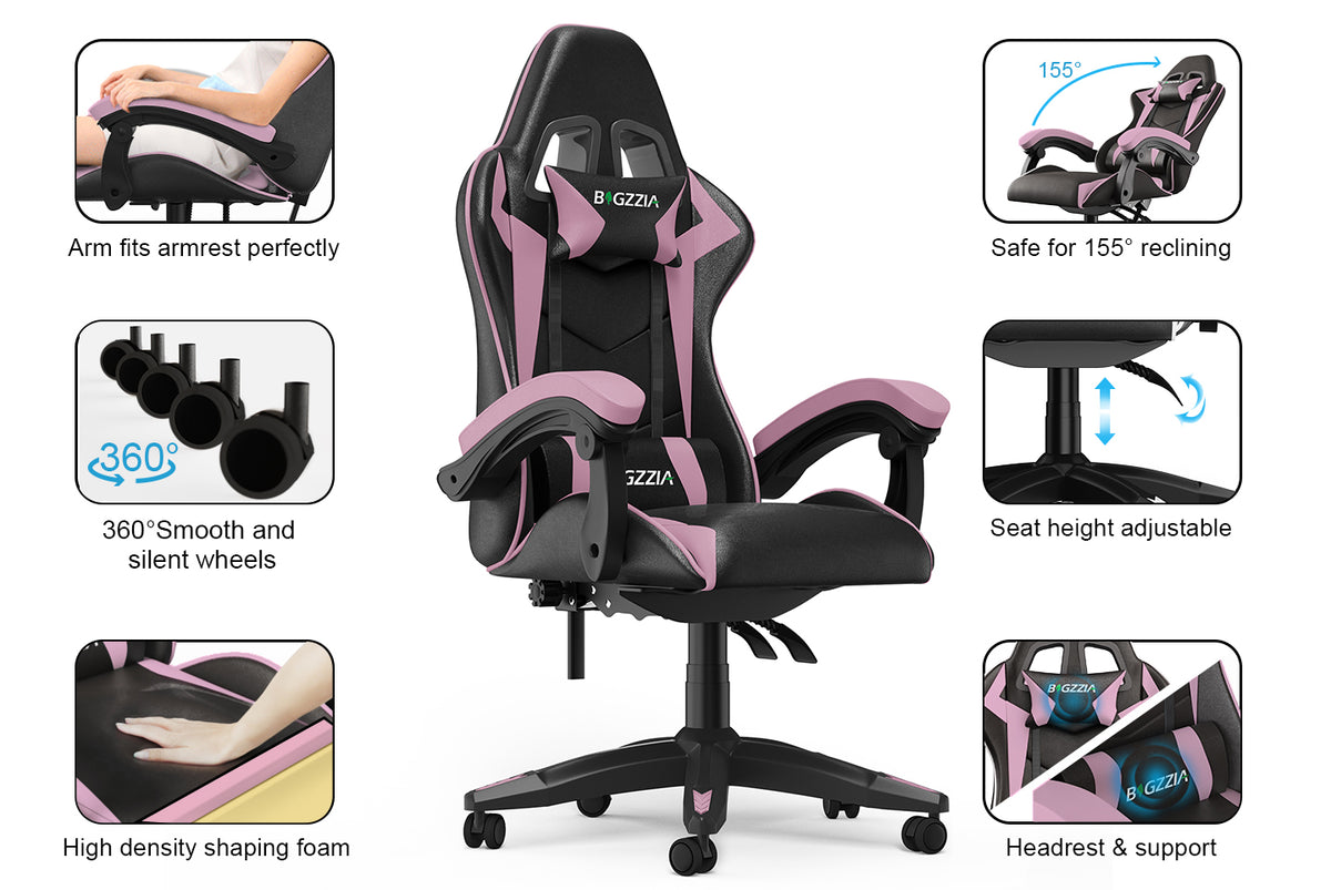 Gaming Chair Ergonomic Design with Headrest and Lumbar Pillow Rotatable Home PU Leather Office Chair