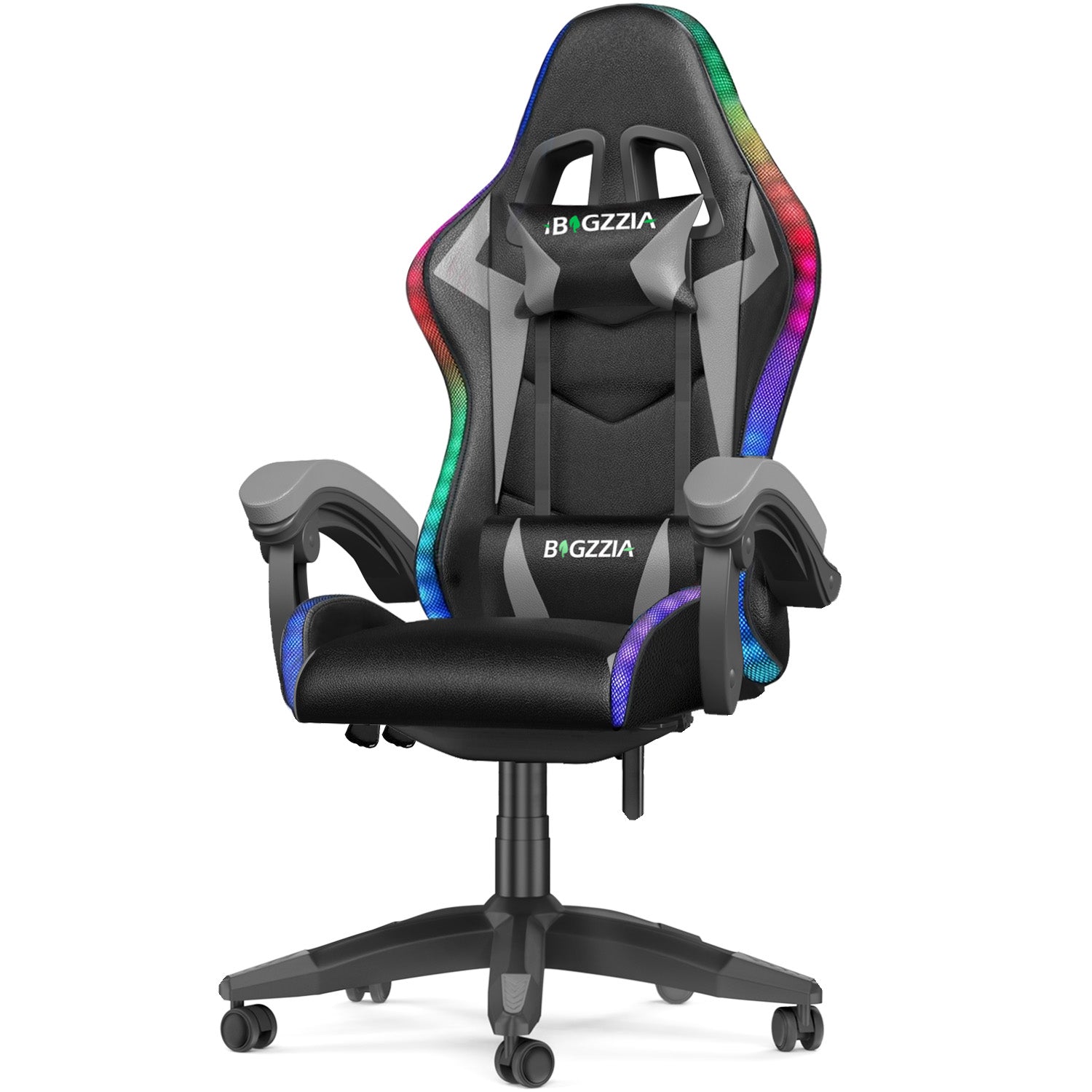 Ergonomic Gaming Chair with RGB LED Lights, Reclining, Headrest and Lumbar Support Racing Style