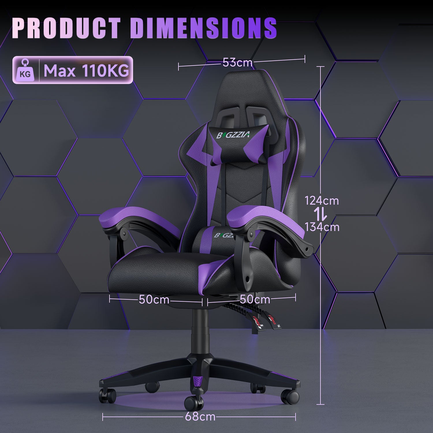 Gaming Chair Ergonomic Design with Headrest and Lumbar Pillow Rotatable Home PU Leather Office Chair