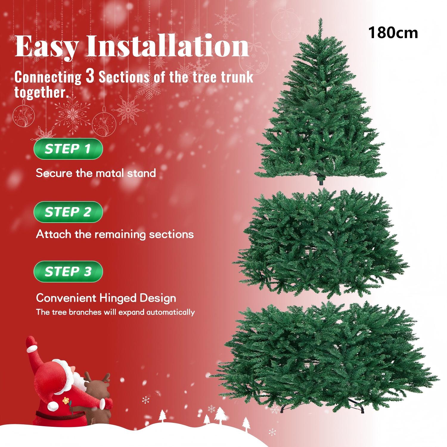 Artificial Christmas Tree Foldable Flocked Trees with Metal Stand Xmas Decoration