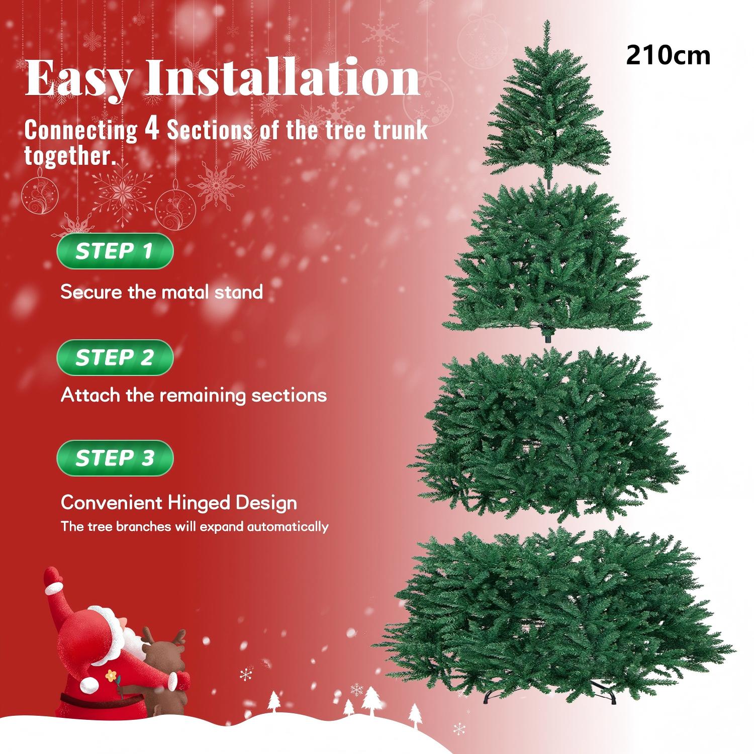 Artificial Christmas Tree Foldable Flocked Trees with Metal Stand Xmas Decoration
