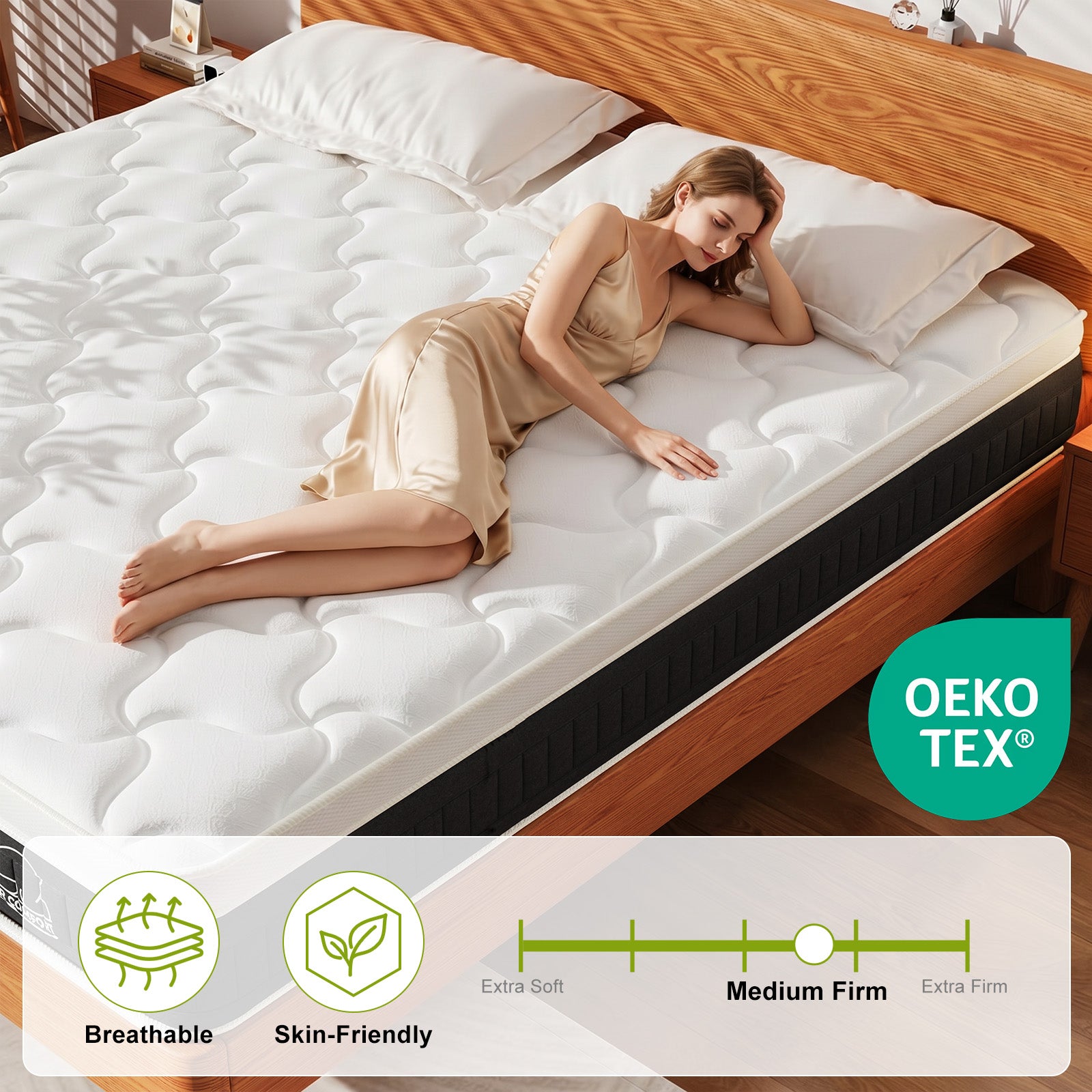 Pocket Spring Mattress with Memory Foam 25CM Hybrid Mattresses Medium Firm Edge Support
