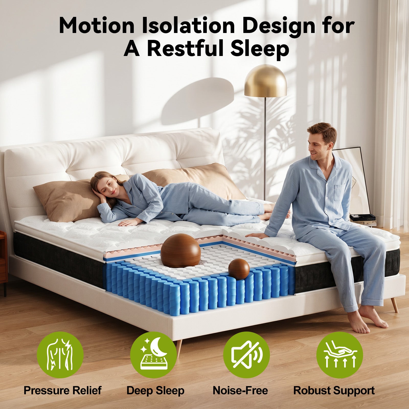 Pocket Spring Mattress with Memory Foam 25CM Hybrid Mattresses Medium Firm Edge Support