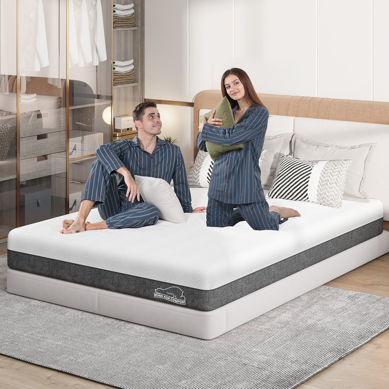 Memory Foam Mattress, Soft Fabric, Skin-friendly Mattress, Breathable Cover, 2 Layer for More Supportive