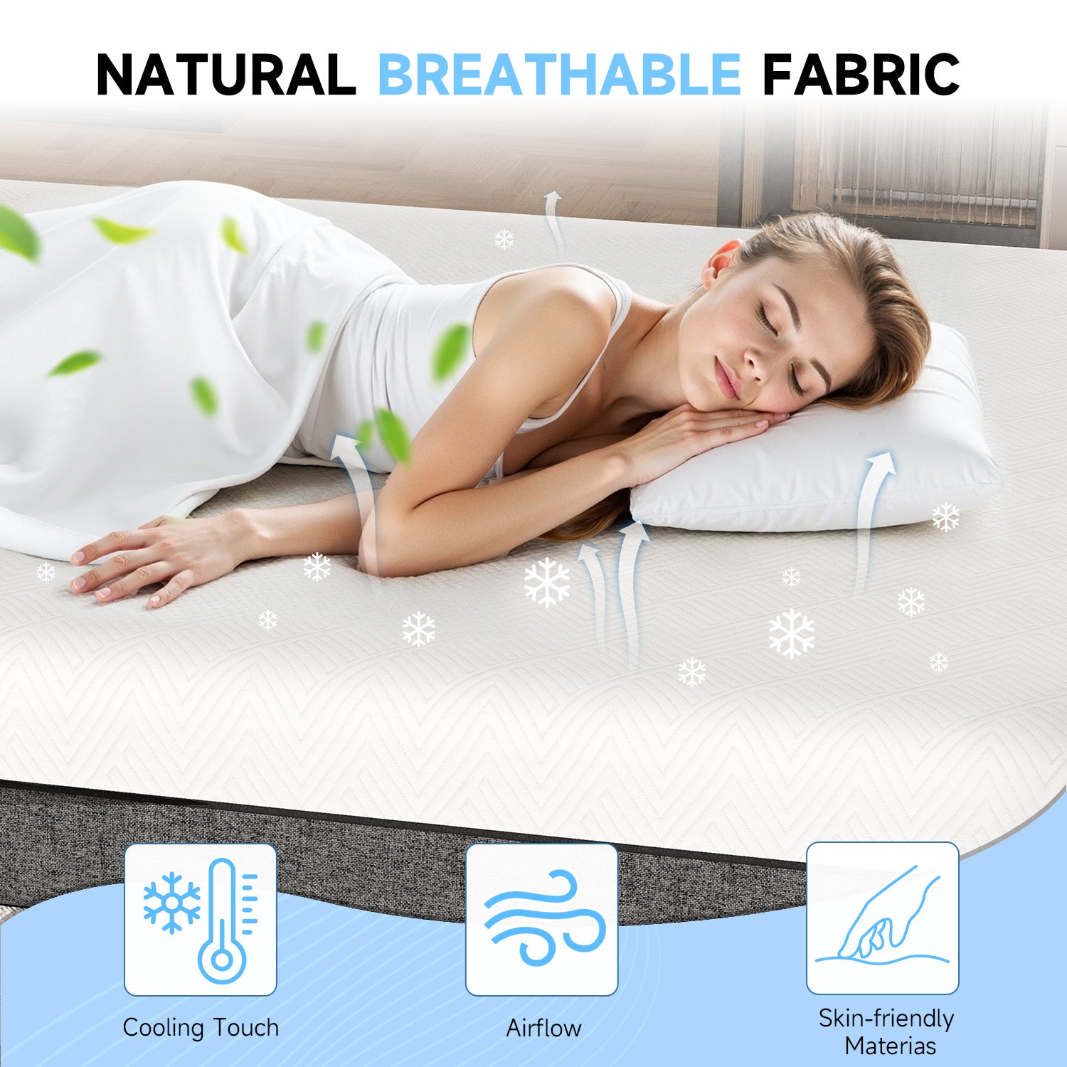 Memory Foam Mattress, Soft Fabric, Skin-friendly Mattress, Breathable Cover, 2 Layer for More Supportive