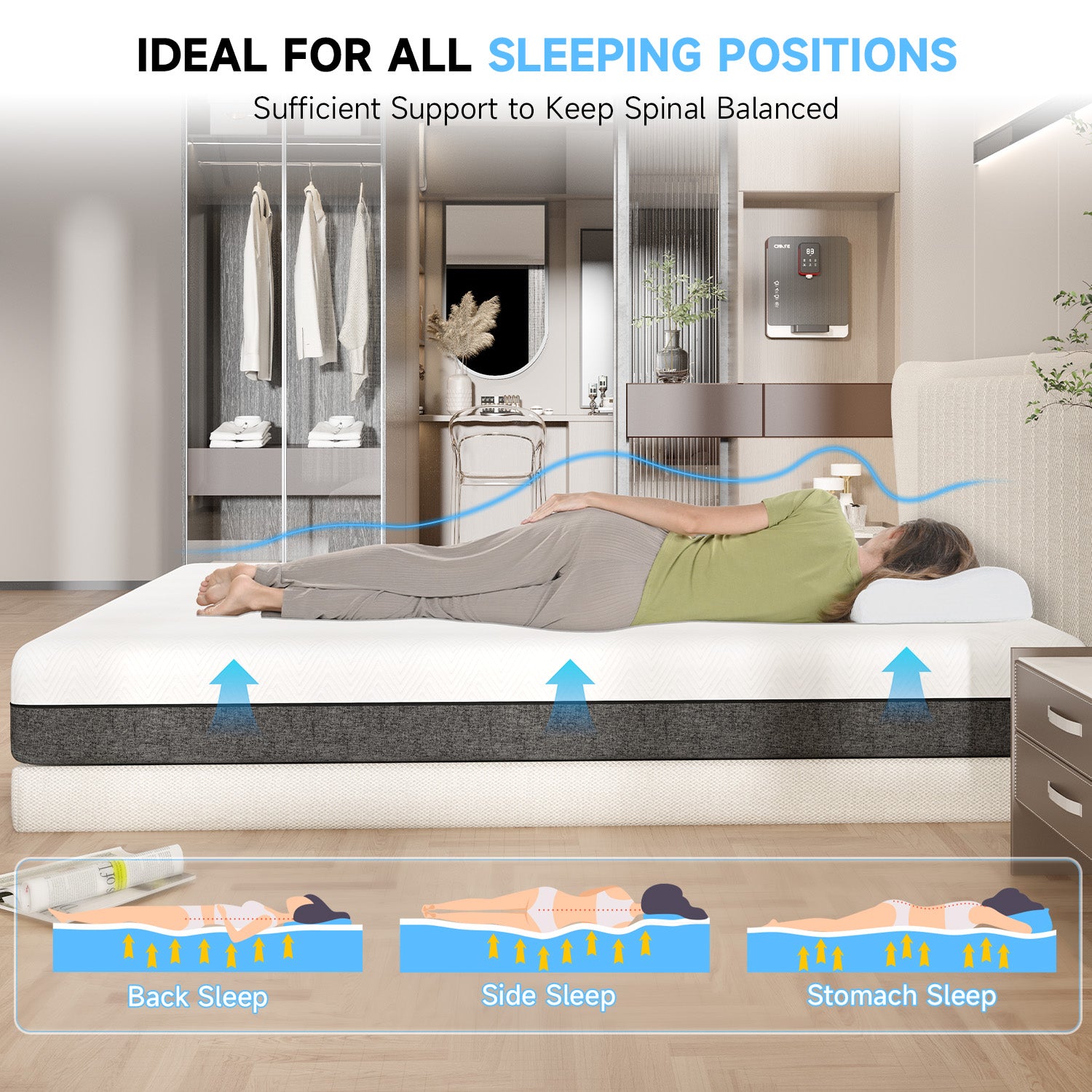 Memory Foam Mattress, Soft Fabric, Skin-friendly Mattress, Breathable Cover, 2 Layer for More Supportive