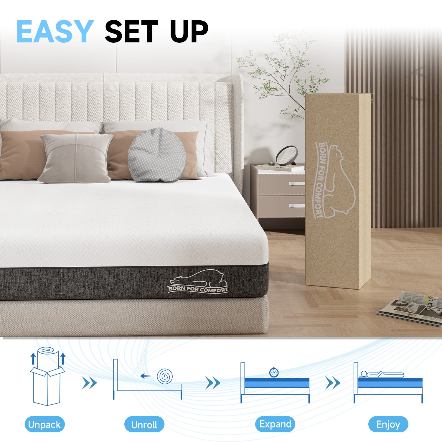Memory Foam Mattress, Soft Fabric, Skin-friendly Mattress, Breathable Cover, 2 Layer for More Supportive