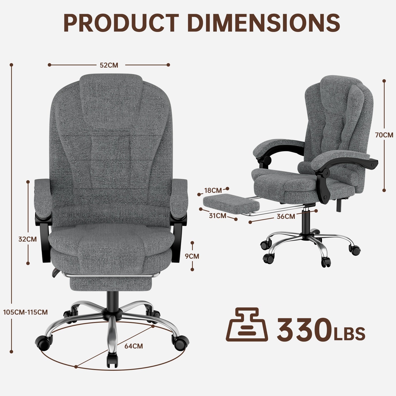 Ergonomic Executive Office Chair PU Leather High Back Computer Desk Chair with Reclining Tilt Function for Home Office Working