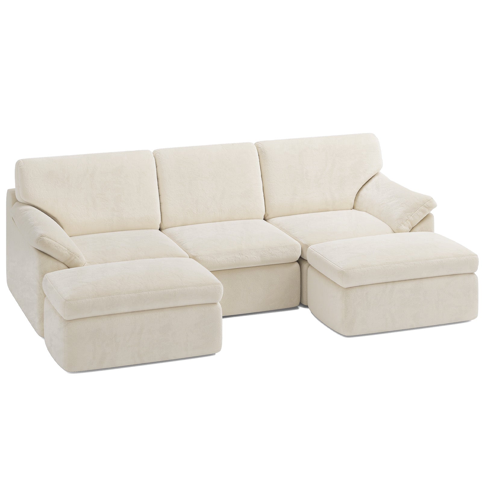 5 Seats U-shaped Sectional Sofa Boneless Couch Cloud Comfy Modular Sofa, Free Combination