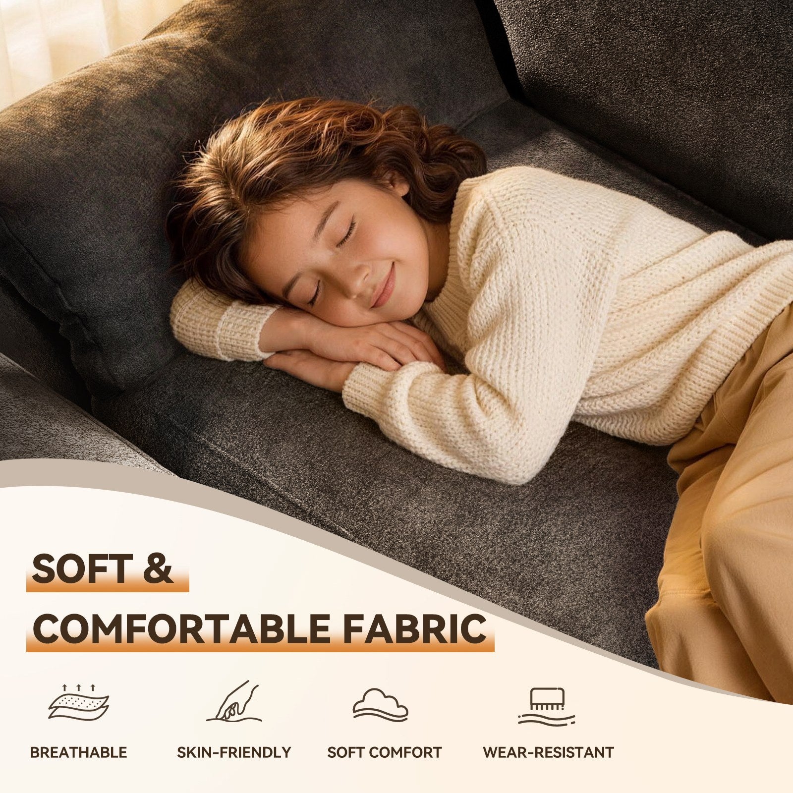 5 Seats U-shaped Sectional Sofa Boneless Couch Cloud Comfy Modular Sofa, Free Combination