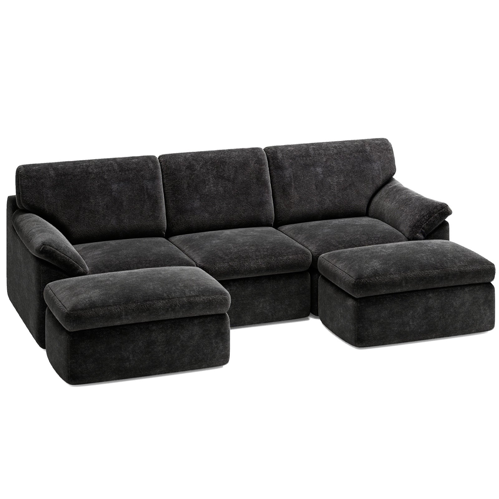 5 Seats U-shaped Sectional Sofa Boneless Couch Cloud Comfy Modular Sofa, Free Combination