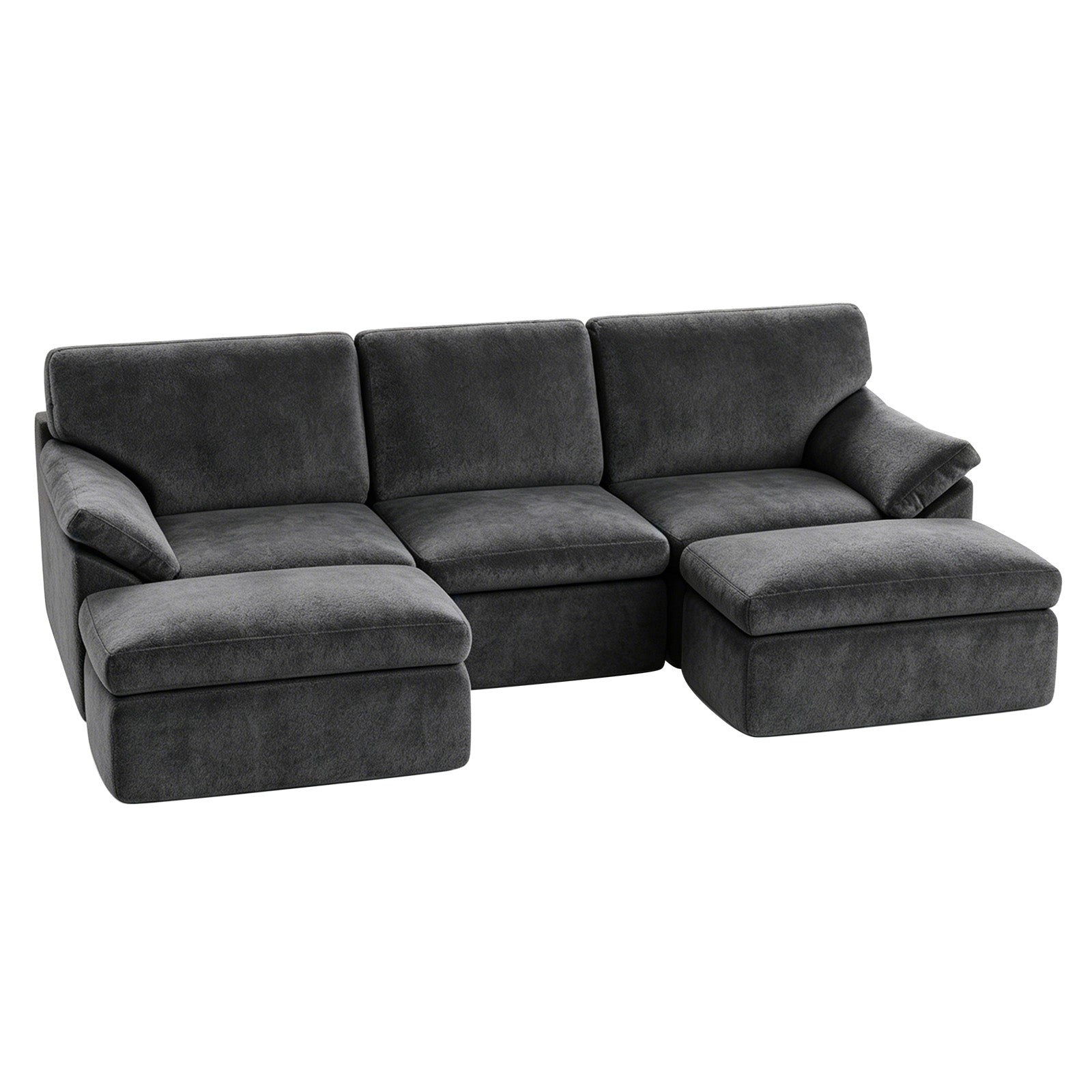 5 Seats U-shaped Sectional Sofa Boneless Couch Cloud Comfy Modular Sofa, Free Combination