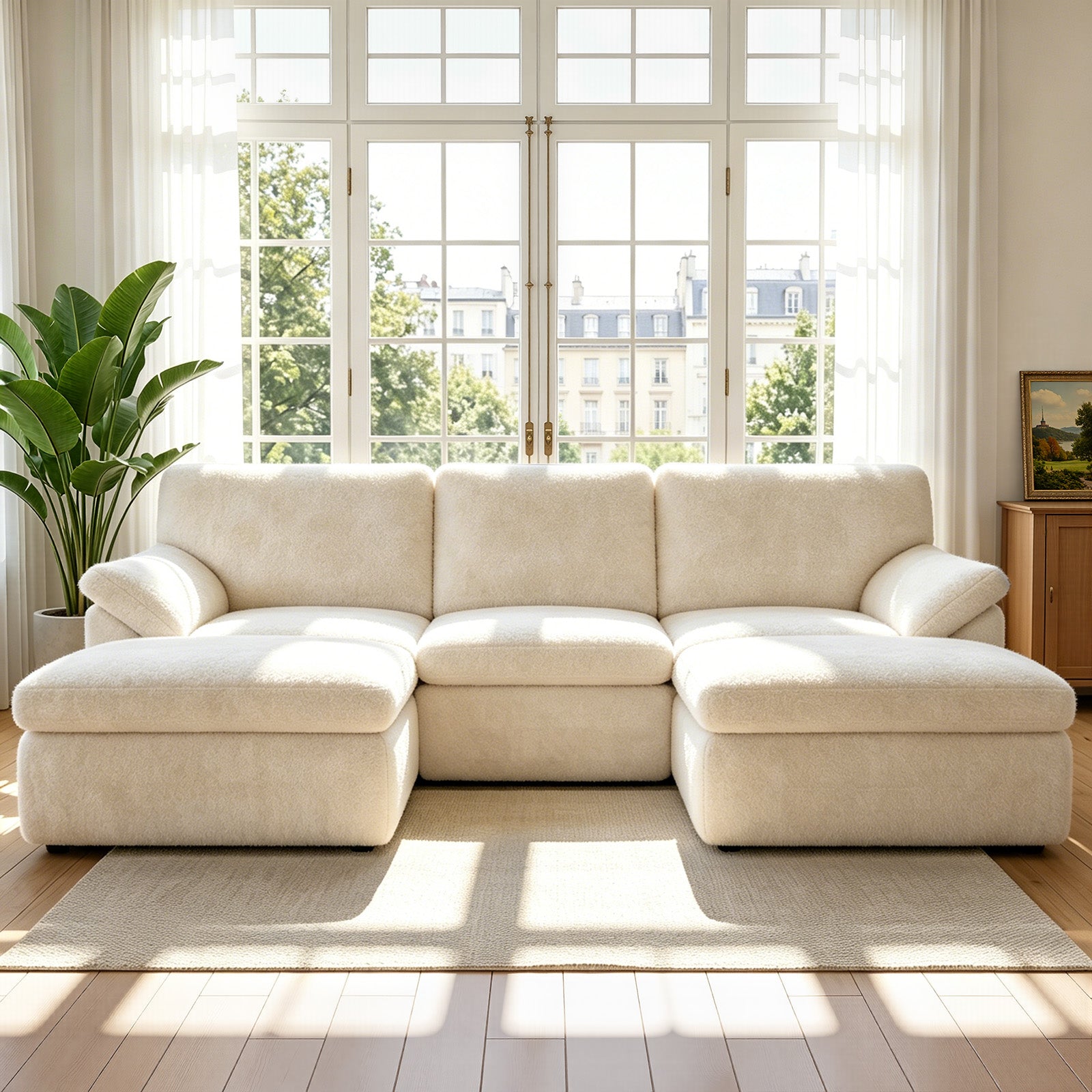 5 Seats U-shaped Sectional Sofa Boneless Couch Cloud Comfy Modular Sofa, Free Combination